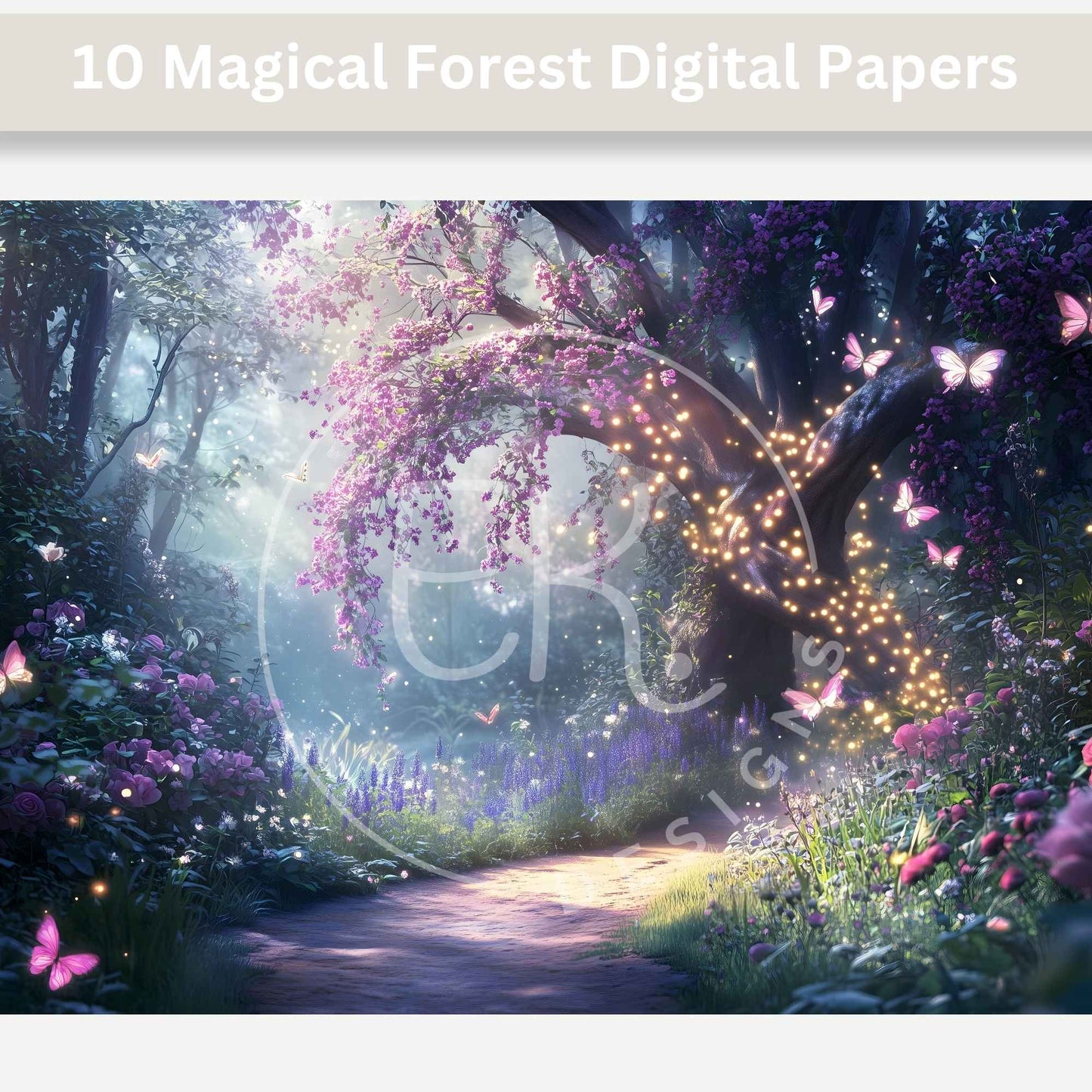 10 Magical Forest Digital Papers – Whimsical Printable Backgrounds for Crafts & Journals – Faith - Based Printable by Digital Kim Designs