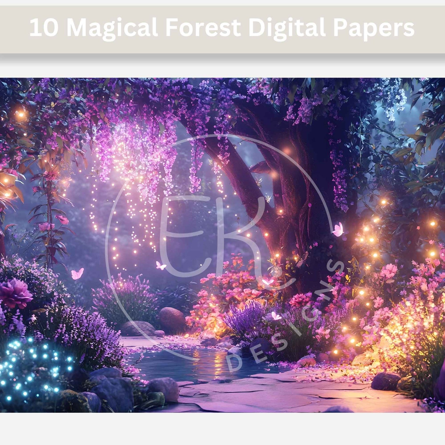 10 Magical Forest Digital Papers – Whimsical Printable Backgrounds for Crafts & Journals – Faith - Based Printable by Digital Kim Designs