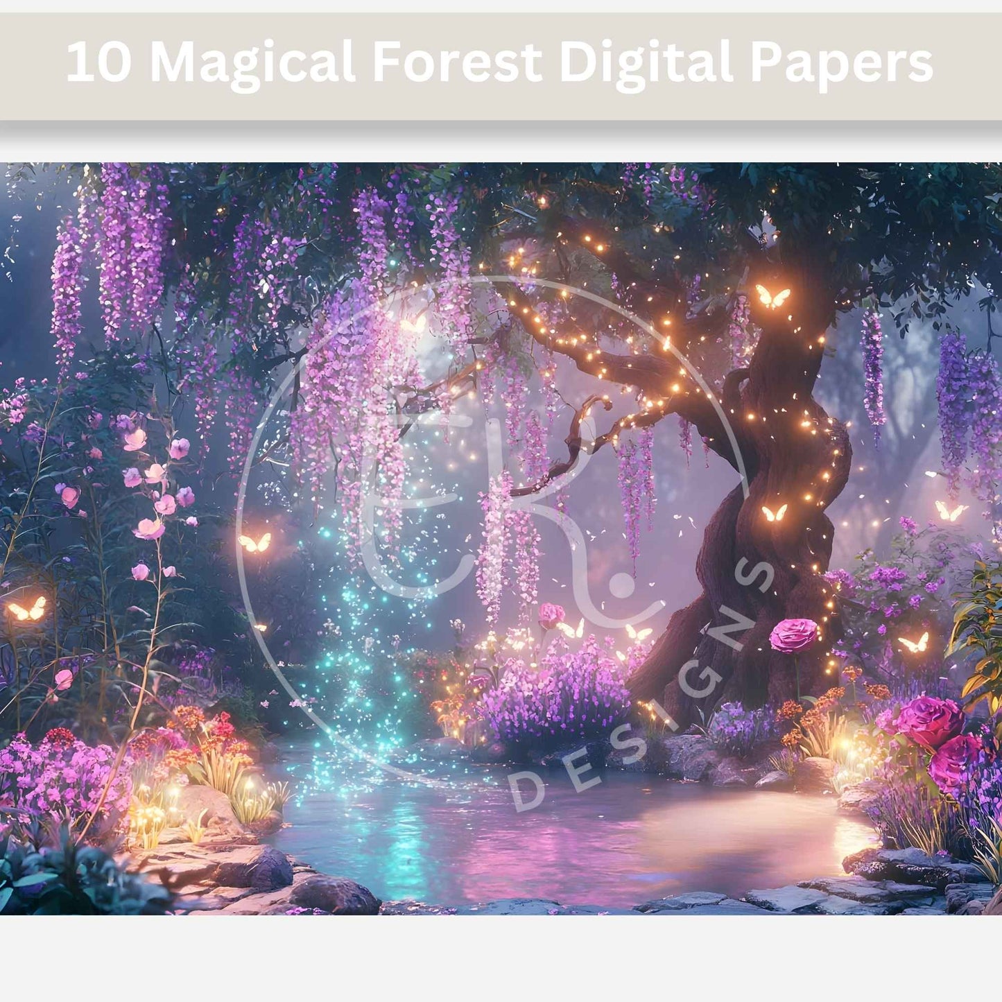 10 Magical Forest Digital Papers – Whimsical Printable Backgrounds for Crafts & Journals – Faith - Based Printable by Digital Kim Designs