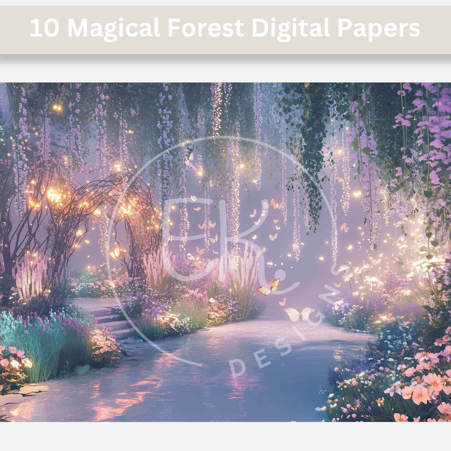 10 Magical Forest Digital Papers – Whimsical Printable Backgrounds for Crafts & Journals – Faith - Based Printable by Digital Kim Designs