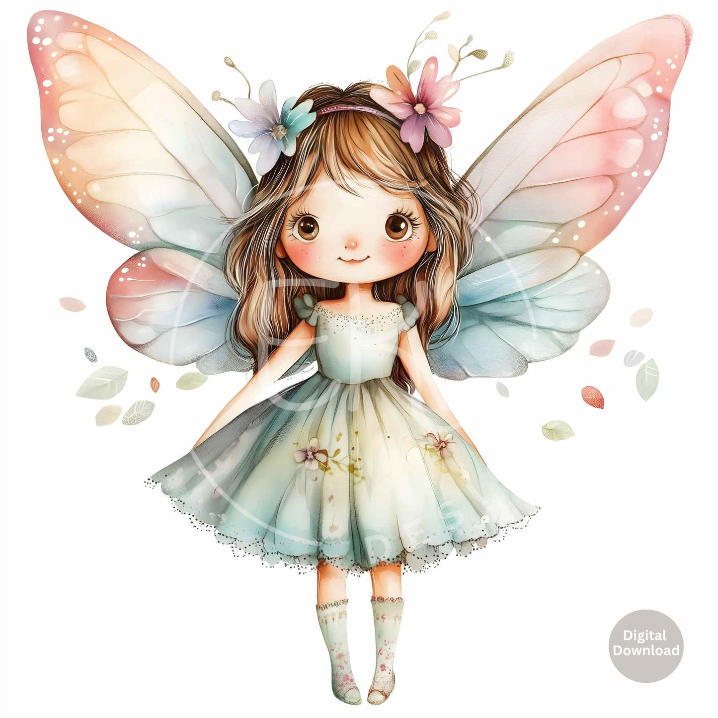 10 Whimsical Fairy Clipart Images – Cute Watercolor Fantasy Illustrations for Crafts & Journaling – Faith - Based Printable by Digital Kim Designs