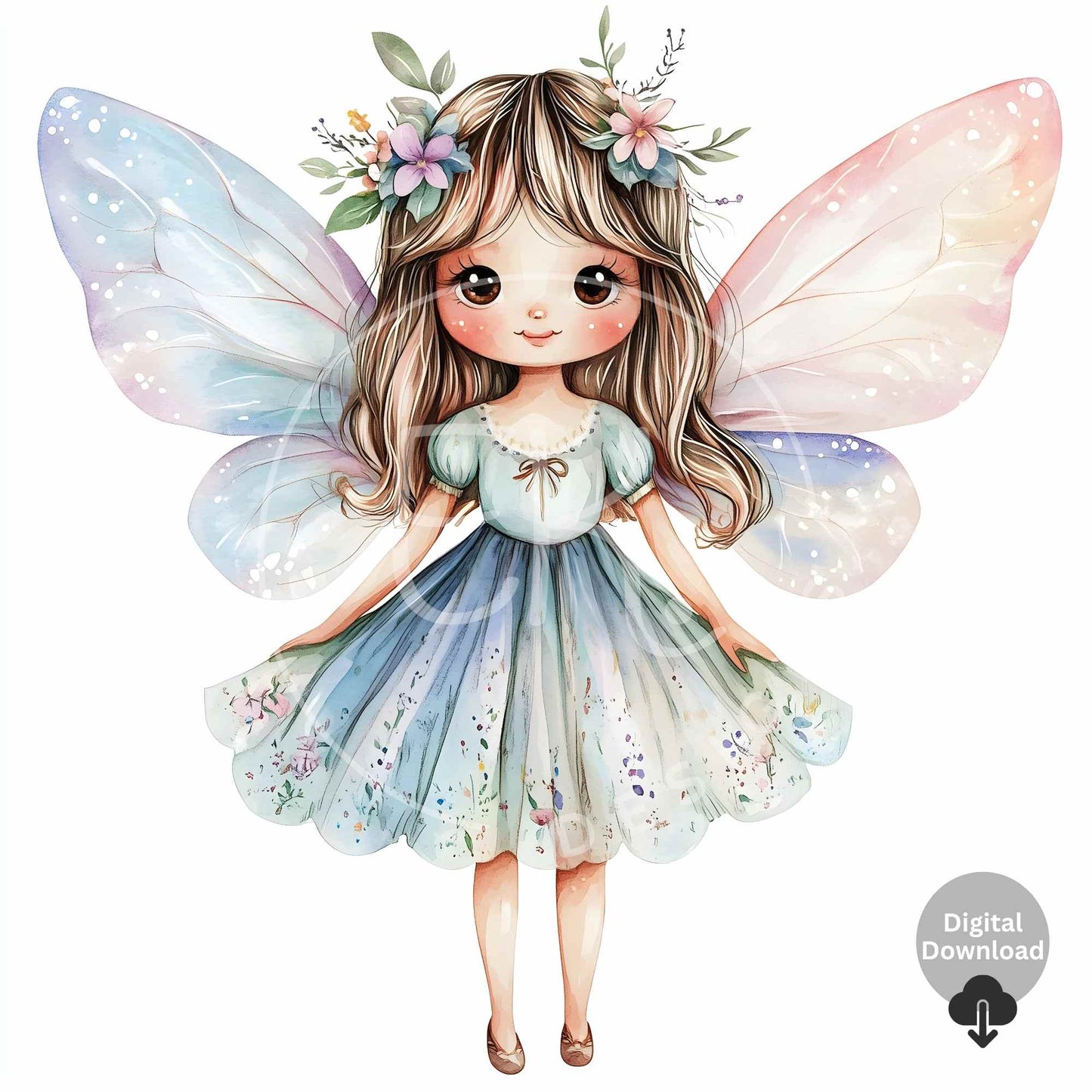 10 Whimsical Fairy Clipart Images – Cute Watercolor Fantasy Illustrations for Crafts & Journaling – Faith - Based Printable by Digital Kim Designs