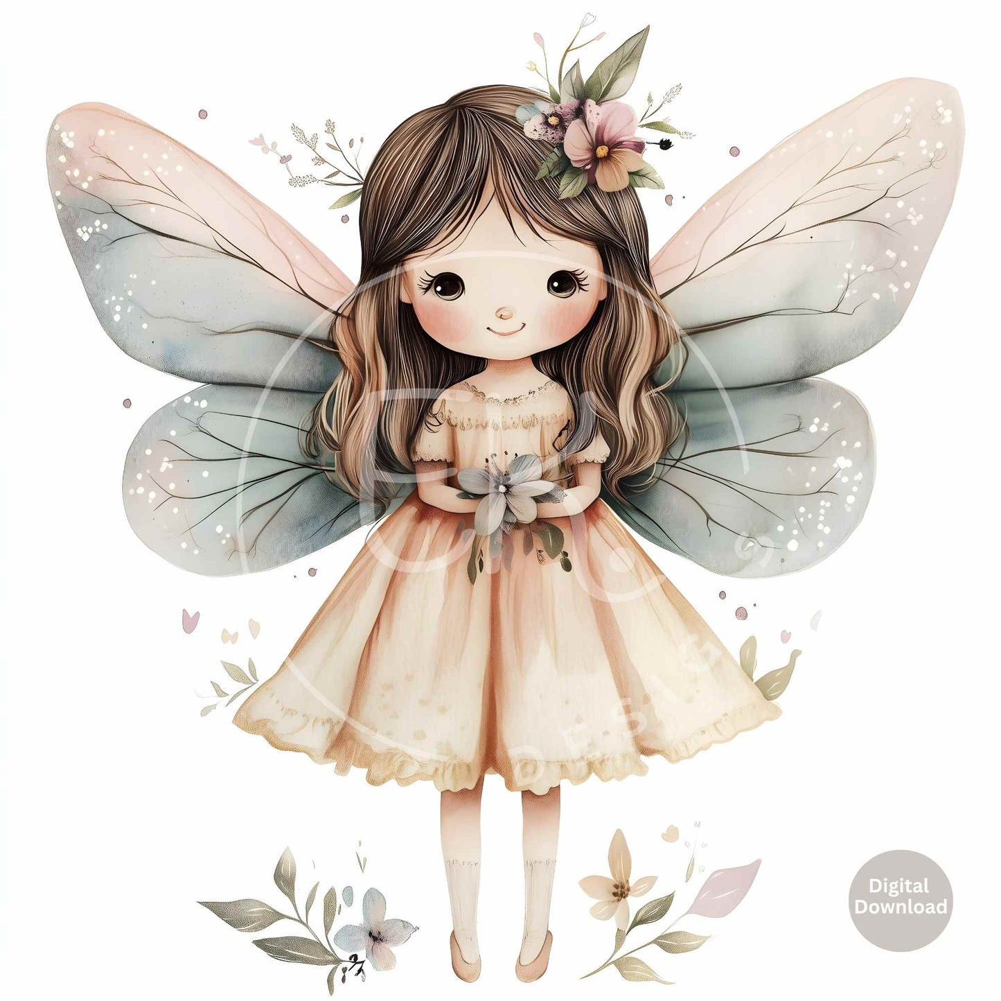 10 Whimsical Fairy Clipart Images – Cute Watercolor Fantasy Illustrations for Crafts & Journaling – Faith - Based Printable by Digital Kim Designs