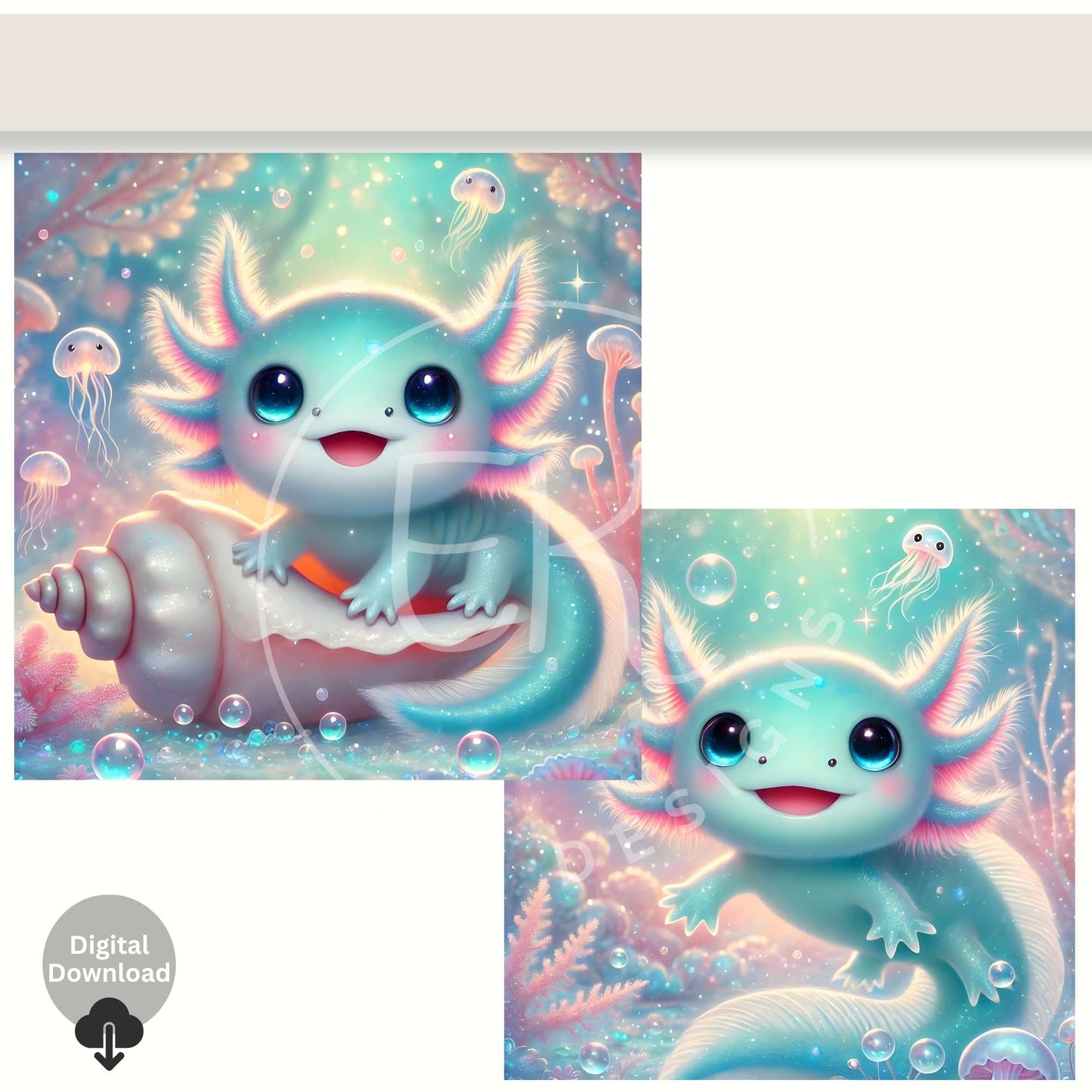11 Cute Axolotl Clipart Images – Kawaii Digital Download for Sublimation, Stickers, Party Decor & Crafts – Faith - Based Printable by Digital Kim Designs