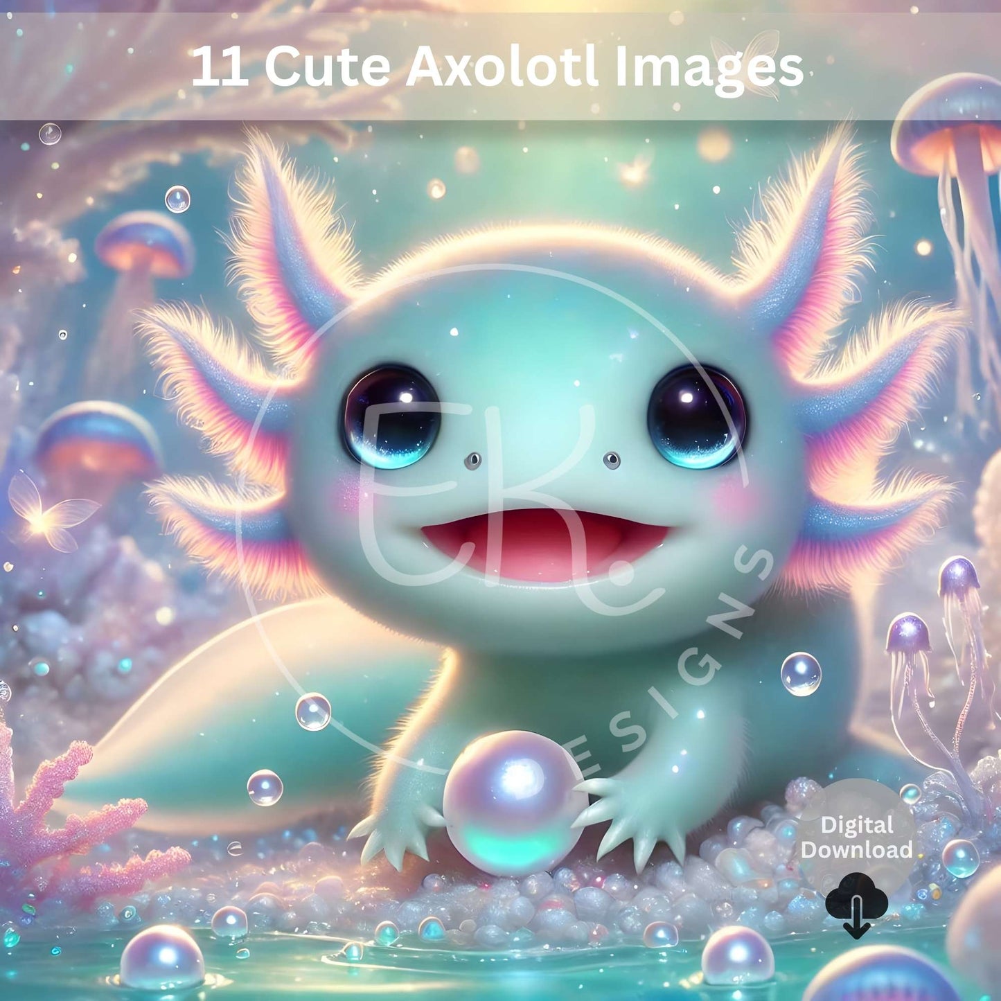 11 Cute Axolotl Clipart Images – Kawaii Digital Download for Sublimation, Stickers, Party Decor & Crafts – Faith - Based Printable by Digital Kim Designs