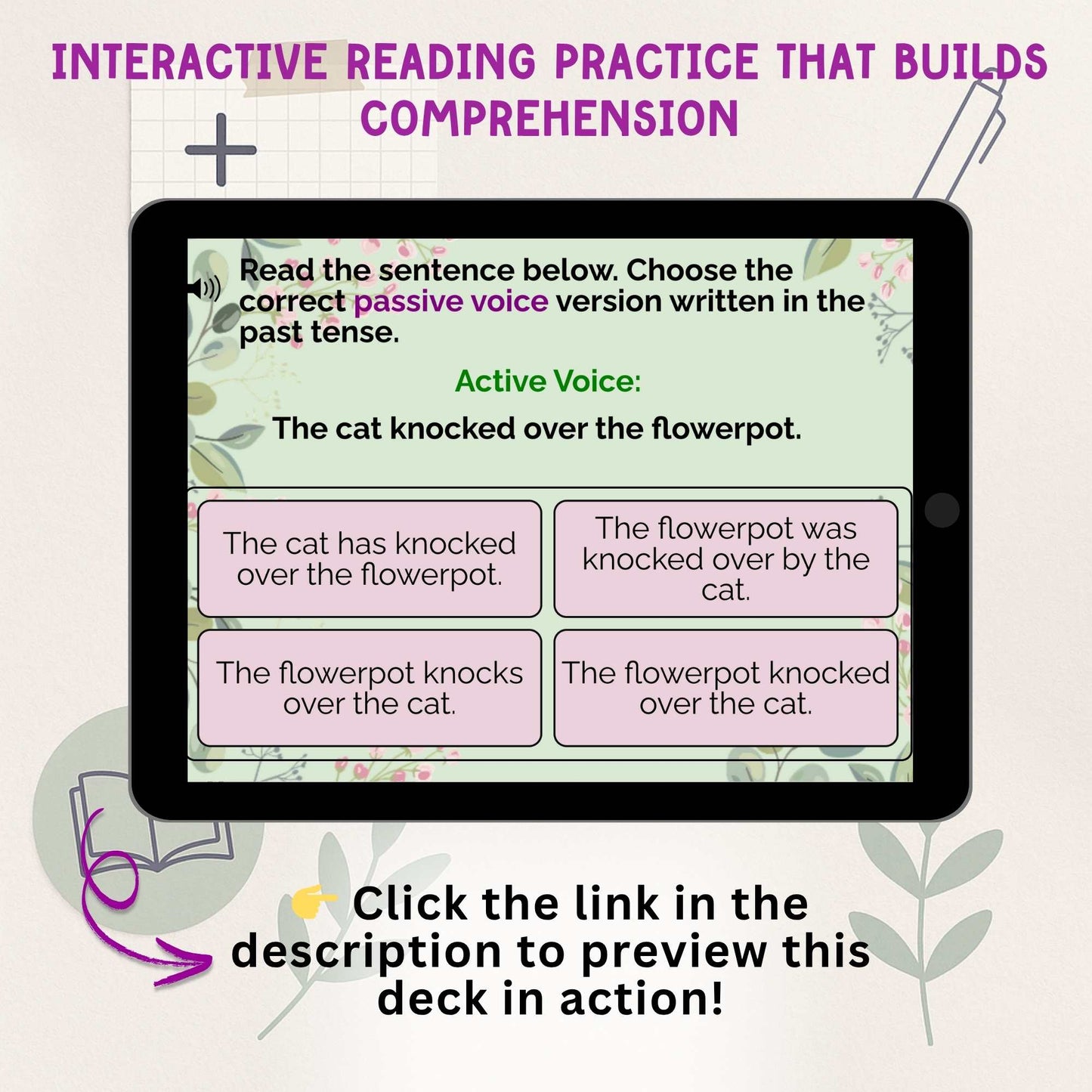Active & Passive Voice Boom Cards™ | 40 Digital Grammar Task Cards – Faith - Based Printable by Digital Kim Designs