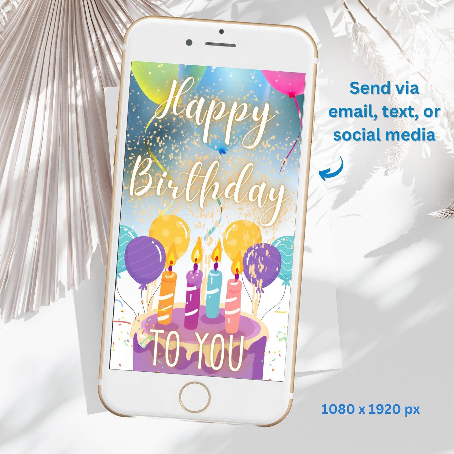 Animated Happy Birthday E - Card – Musical Video Greeting with Birthday Song (Digital Download) – Faith - Based Printable by Digital Kim Designs