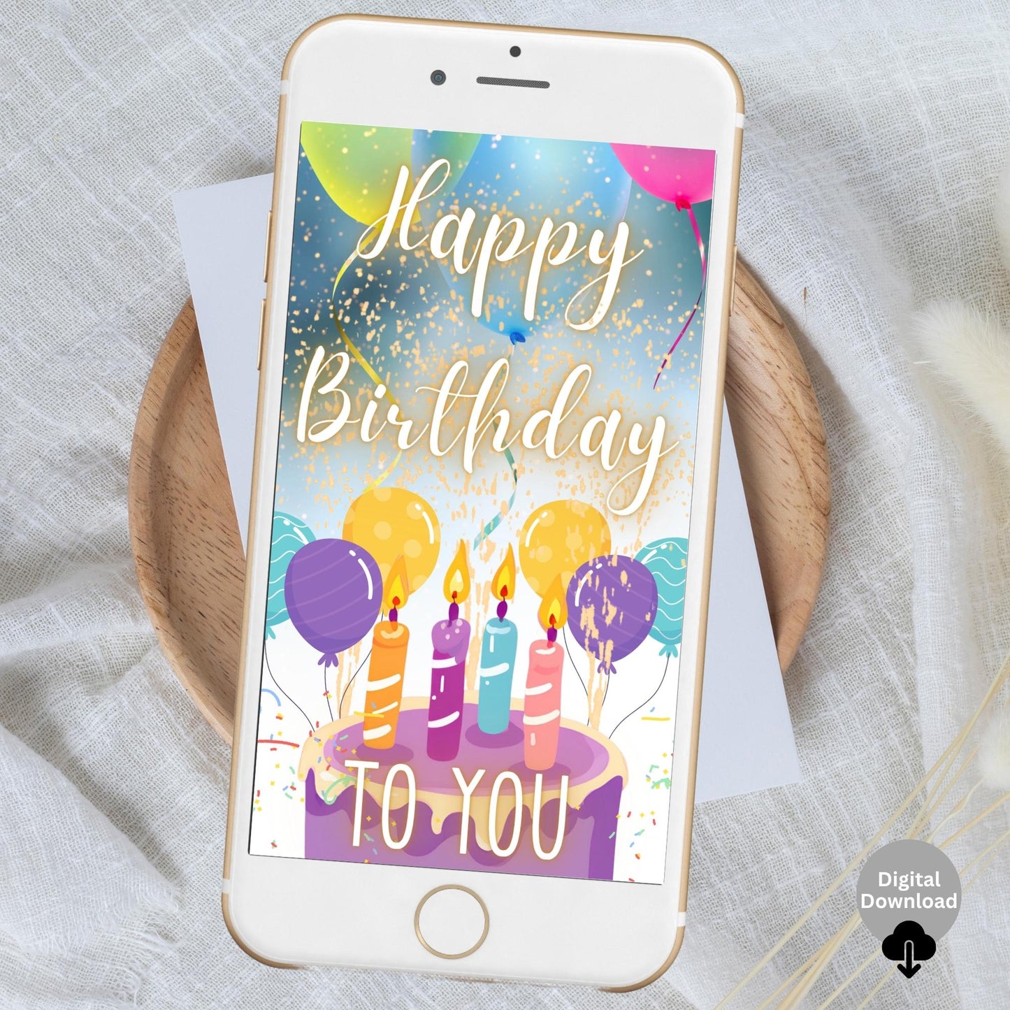 Animated Happy Birthday E - Card – Musical Video Greeting with Birthday Song (Digital Download) – Faith - Based Printable by Digital Kim Designs