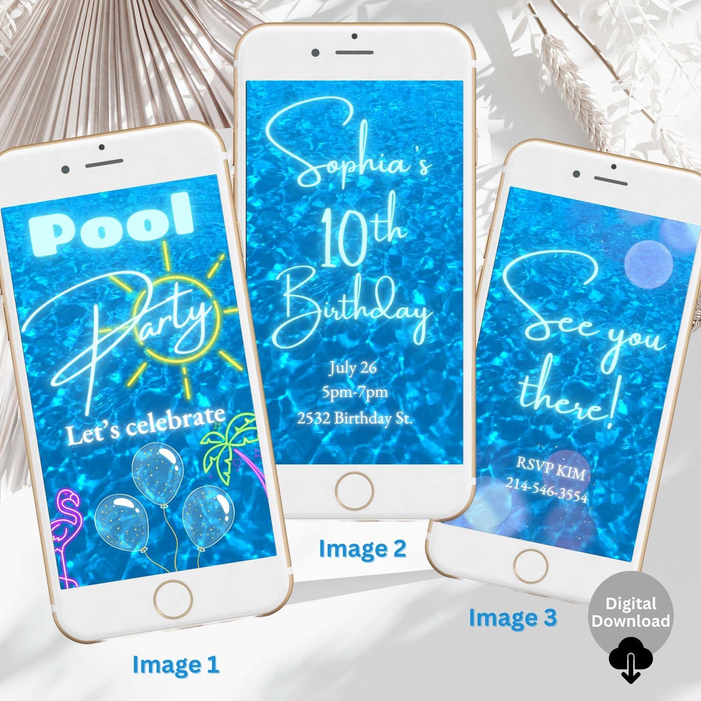 Animated Pool Party Birthday Invitation | Editable Video Invite for Kids | Tween Summer Birthday | Canva Template | Instant Download – Faith - Based Printable by Digital Kim Designs