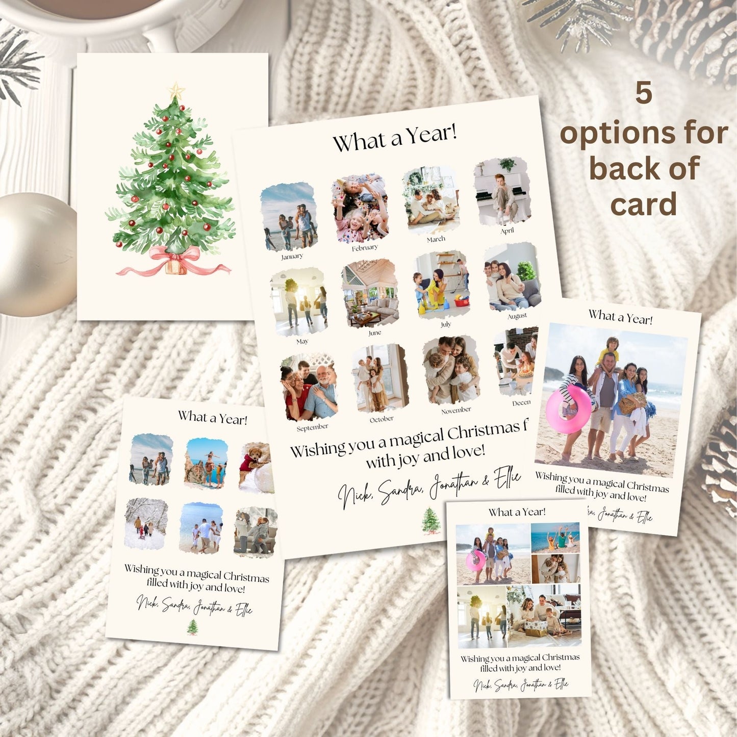 Boho Christmas Photo Card Template – Editable Holiday Canva Design with Festive Garland – Digital Printable by Digital Kim Designs