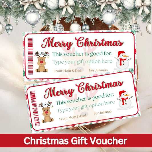 Editable Christmas Gift Voucher | Printable Holiday Coupon Template (Digital Download) – Digital Printable by Digital Kim Designs