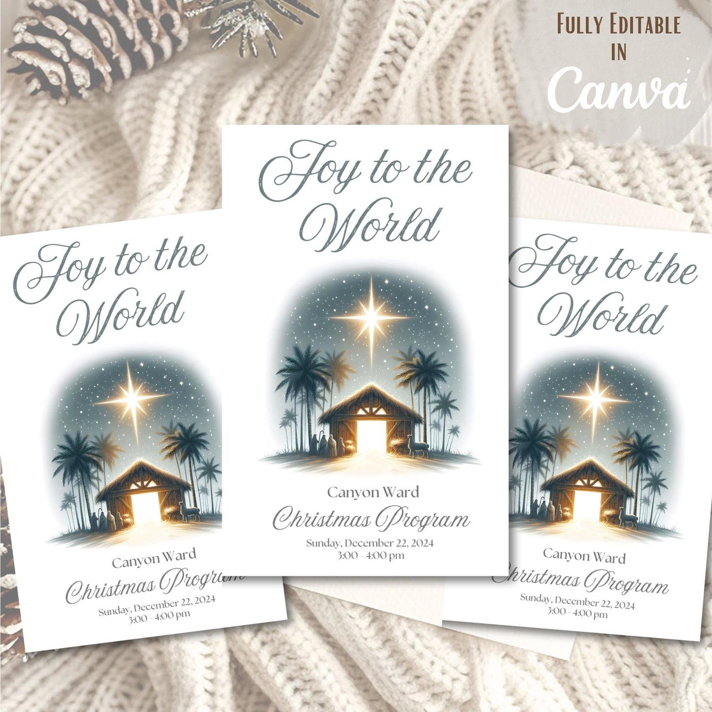 Editable LDS Christmas Program Template – Joy to the World Canva Design | Sacrament Meeting Program (Digital Download) – Digital Printable by Digital Kim Designs