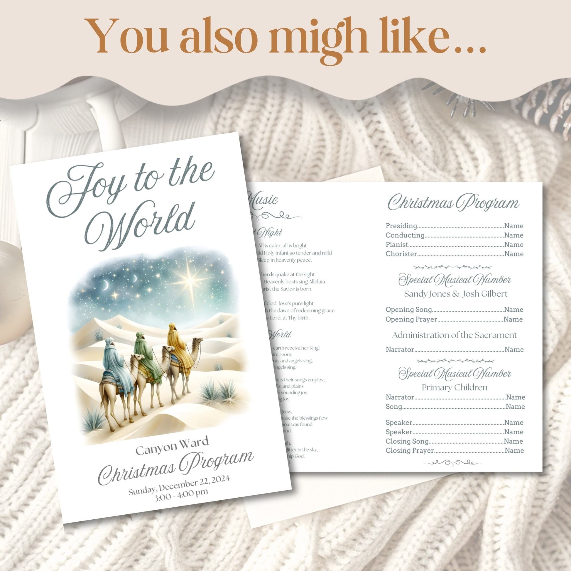 Editable LDS Christmas Program Template – Joy to the World Canva Design | Sacrament Meeting Program (Digital Download) – Digital Printable by Digital Kim Designs