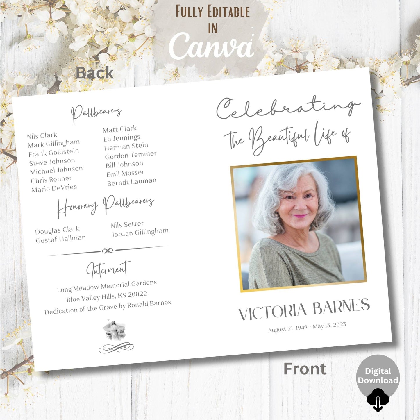 Editable LDS Funeral Program Template – Foldable Celebration of Life Canva Obituary Design – Faith - Based Printable by Digital Kim Designs