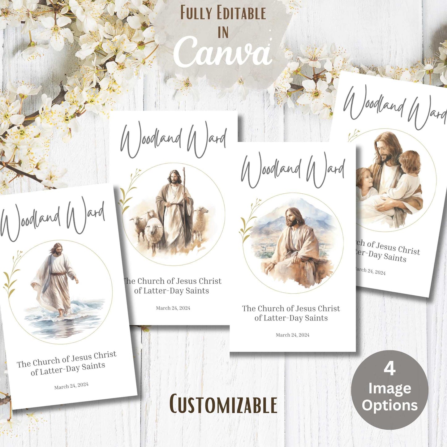 Editable LDS Sacrament Program Template – Printable Canva Church Bulletin – Faith - Based Printable by Digital Kim Designs