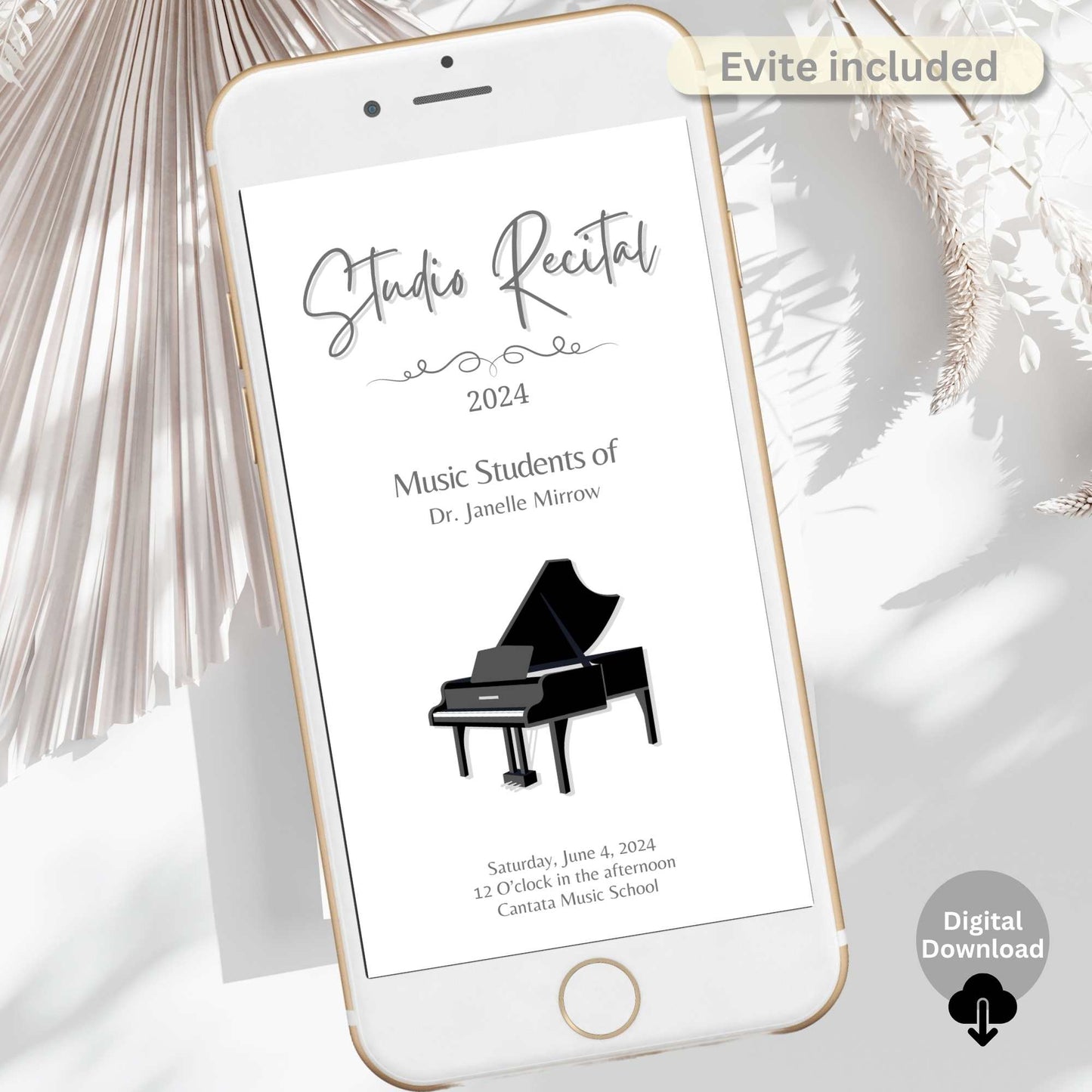 Editable Music Recital Program Template – Printable Piano Recital Program – Canva Invitation + Event Program for Students – Faith - Based Printable by Digital Kim Designs