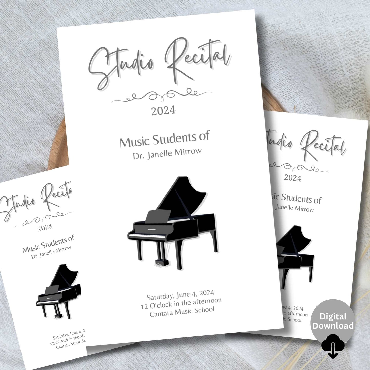 Editable Music Recital Program Template – Printable Piano Recital Program – Canva Invitation + Event Program for Students – Faith - Based Printable by Digital Kim Designs