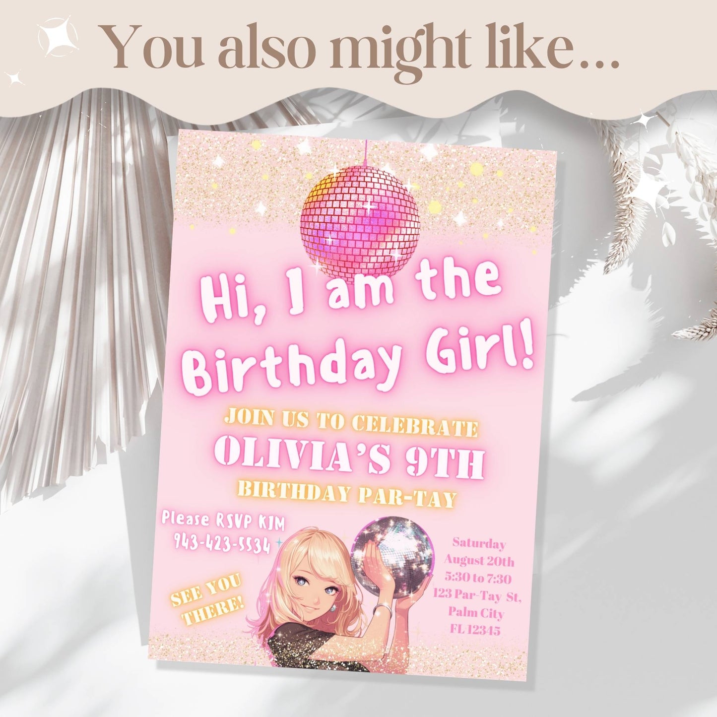 Editable Pool Party Birthday Invitation – Pop Star Canva Template for Girls | Instant Download – Faith - Based Printable by Digital Kim Designs
