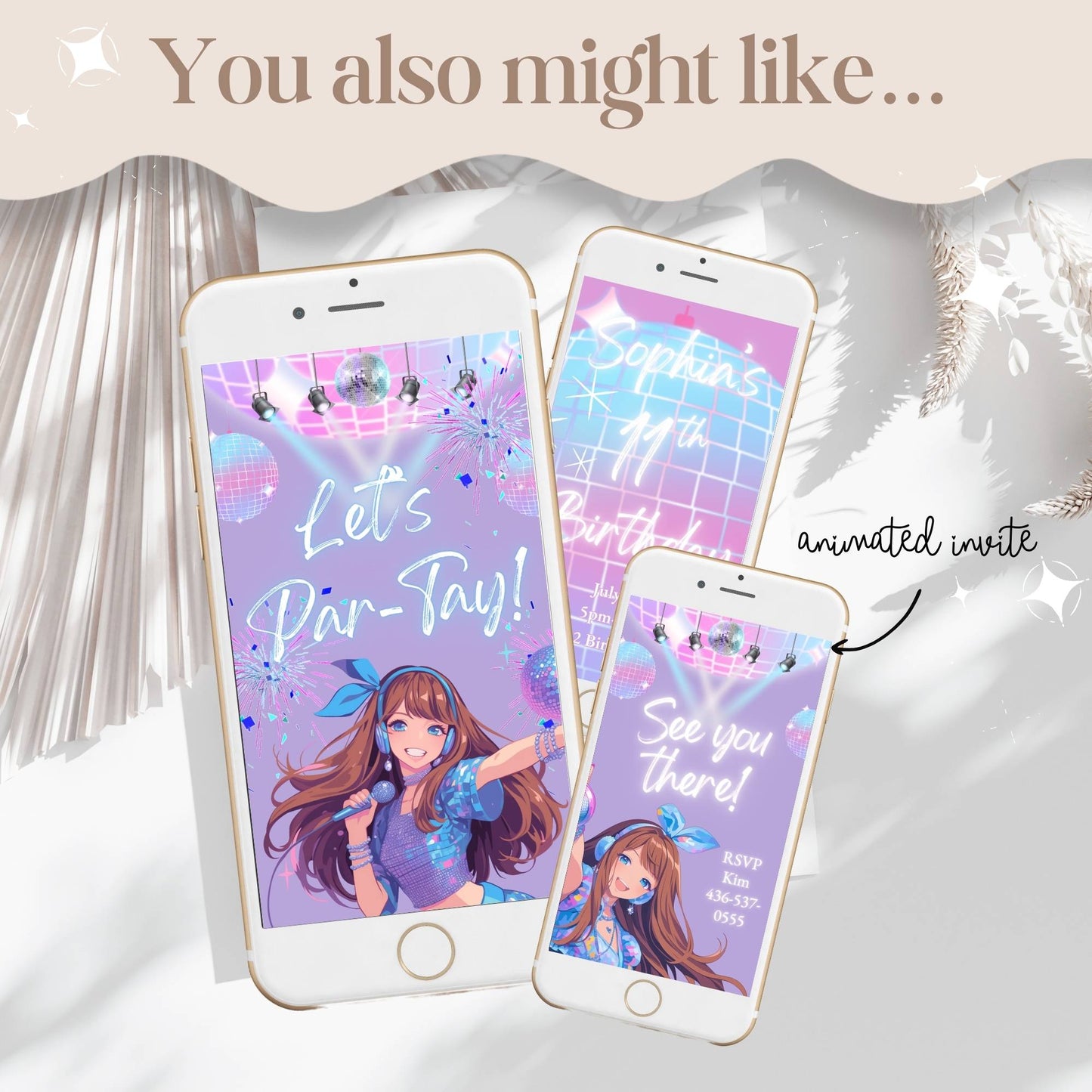 Editable Pop Star Birthday Invitation – “I Am the Birthday Girl” Canva Template for Tween Girls – Faith - Based Printable by Digital Kim Designs