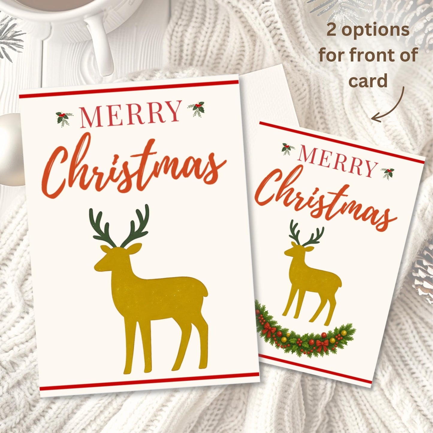 Editable Reindeer Christmas Card Template | Modern Holiday Canva Design (Digital Download) – Digital Printable by Digital Kim Designs