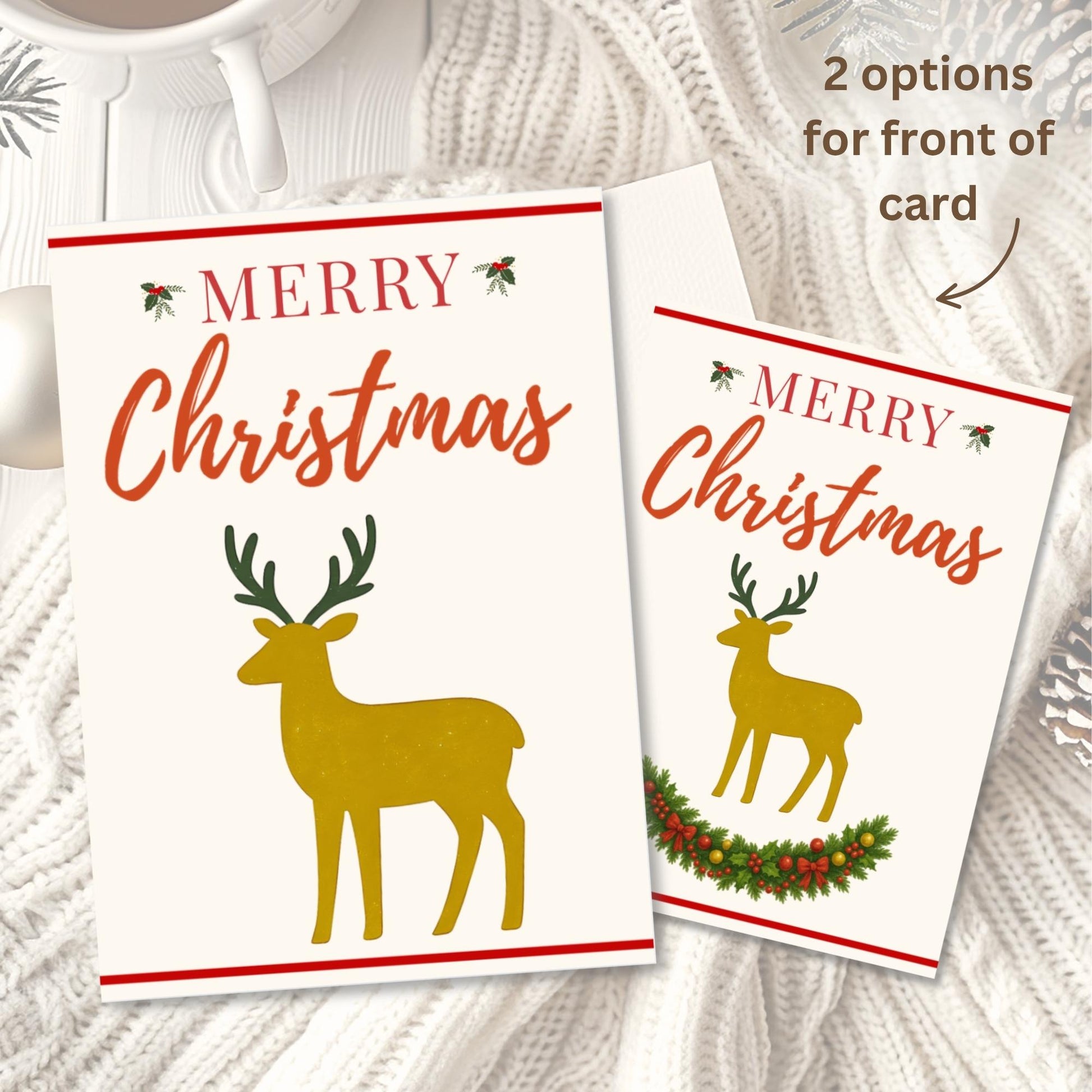 Editable Reindeer Christmas Card Template | Modern Holiday Canva Design (Digital Download) – Digital Printable by Digital Kim Designs