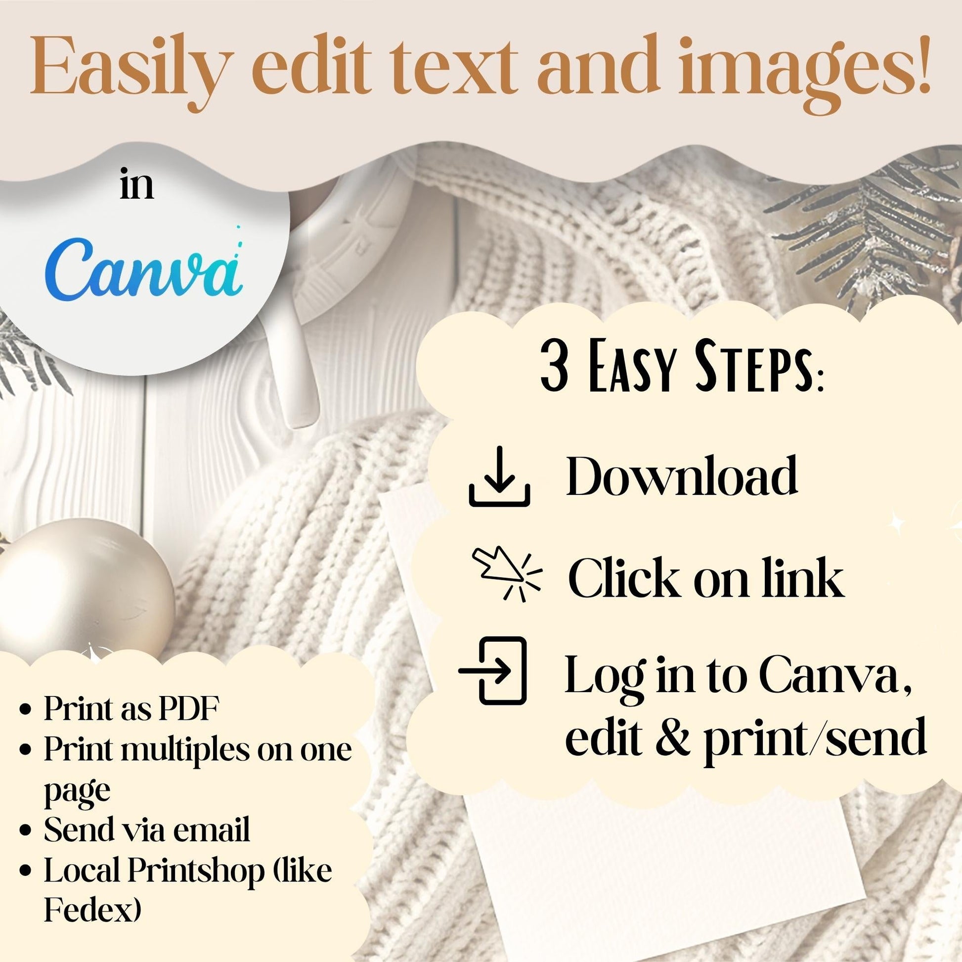 Editable Reindeer Christmas Card Template | Modern Holiday Canva Design (Digital Download) – Digital Printable by Digital Kim Designs