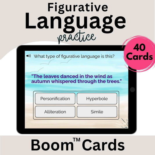 Figurative Language Boom Cards™ | 40 Interactive ELA Task Cards for Grades 4–7 – Faith - Based Printable by Digital Kim Designs