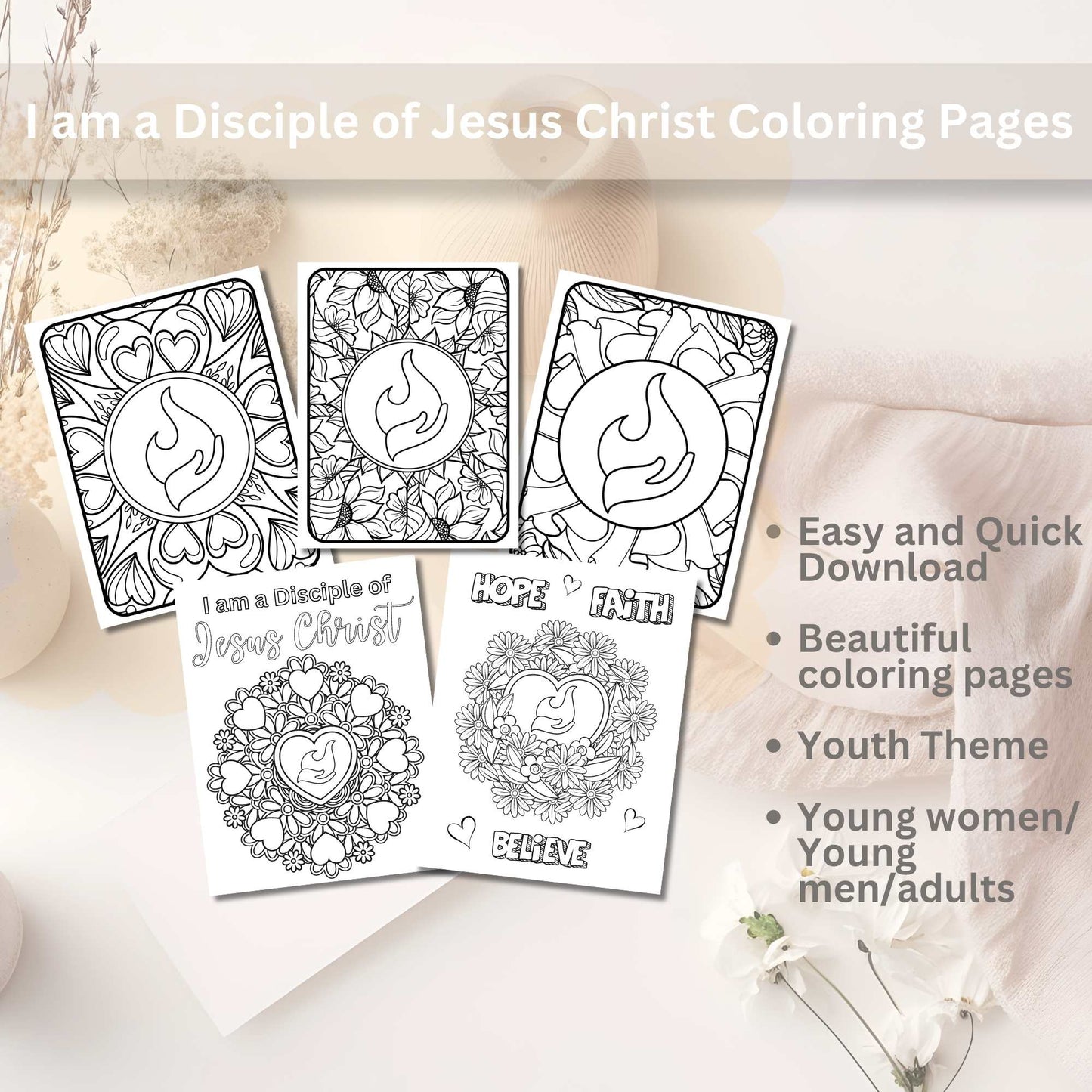 I Am a Disciple of Jesus Christ – Printable LDS Coloring Pages for Youth & Adults – Faith - Based Printable by Digital Kim Designs