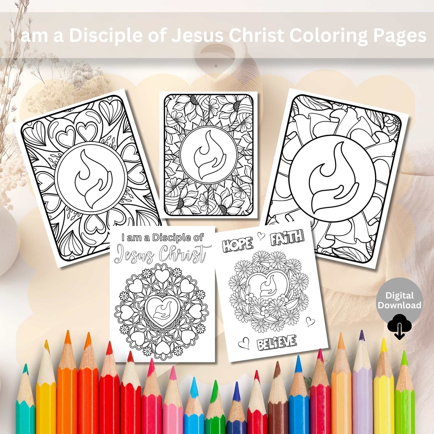 I Am a Disciple of Jesus Christ – Printable LDS Coloring Pages for Youth & Adults – Faith - Based Printable by Digital Kim Designs