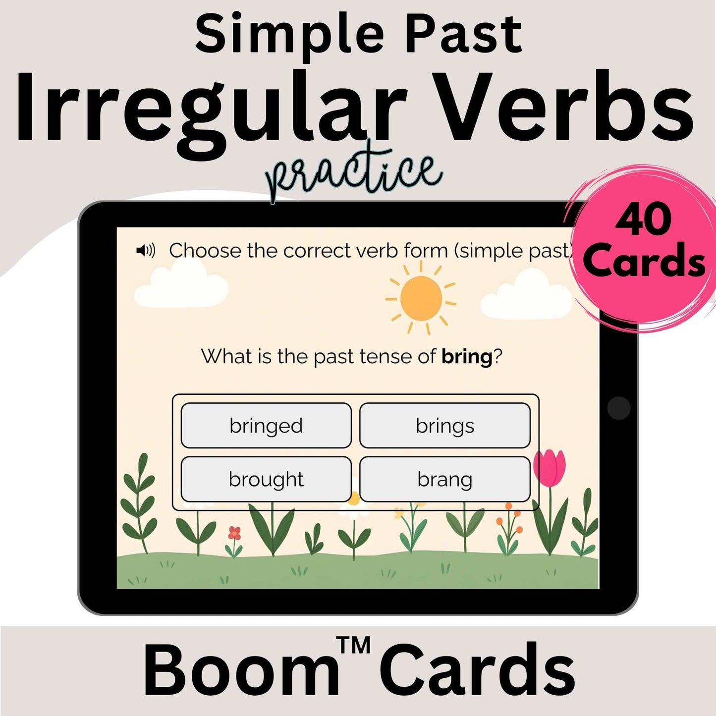 Irregular Past Tense Verbs Boom™ Cards – 40 Self - Checking Digital Task Cards – Faith - Based Printable by Digital Kim Designs
