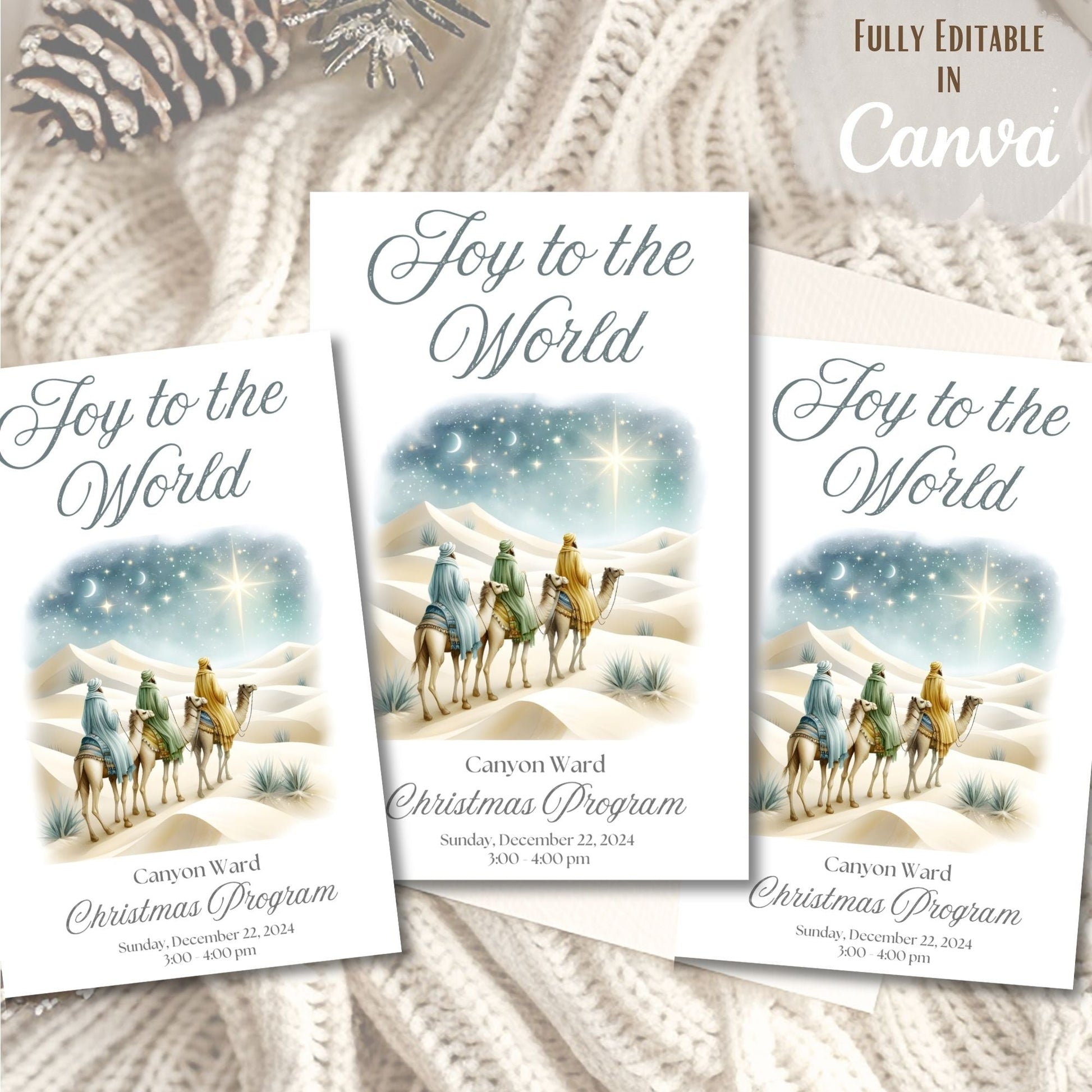 LDS Christmas Sacrament Meeting Program | Joy to the World Template | Editable Canva Download – Digital Printable by Digital Kim Designs