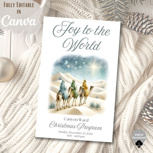 LDS Christmas Sacrament Meeting Program | Joy to the World Template | Editable Canva Download – Digital Printable by Digital Kim Designs