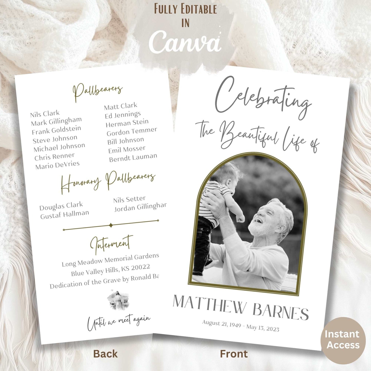 LDS Funeral Program Template – Editable Celebration of Life Canva Template (Foldable, 8.5" x 11") – Faith - Based Printable by Digital Kim Designs