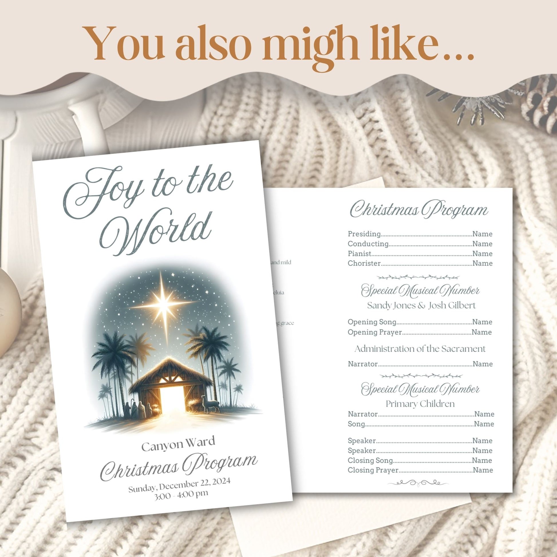 LDS Sacrament Meeting Program | Christmas Canva Template | Editable Church Printable Digital Download – Digital Printable by Digital Kim Designs