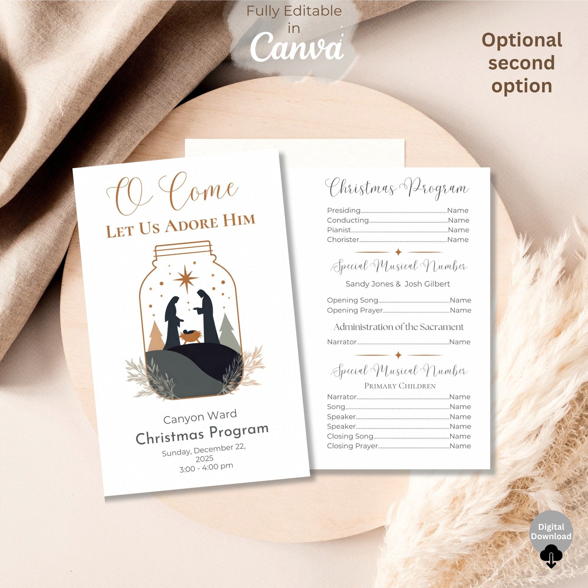 LDS Sacrament Meeting Program | Christmas Canva Template | Editable Church Printable Digital Download – Digital Printable by Digital Kim Designs