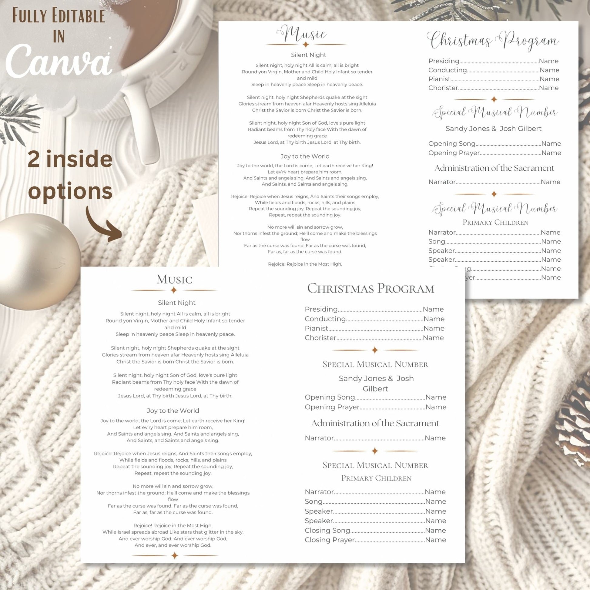 LDS Sacrament Meeting Program | Christmas Canva Template | Editable Church Printable Digital Download – Digital Printable by Digital Kim Designs