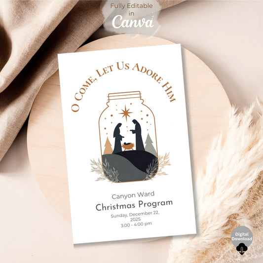 LDS Sacrament Meeting Program | Christmas Canva Template | Editable Church Printable Digital Download – Digital Printable by Digital Kim Designs