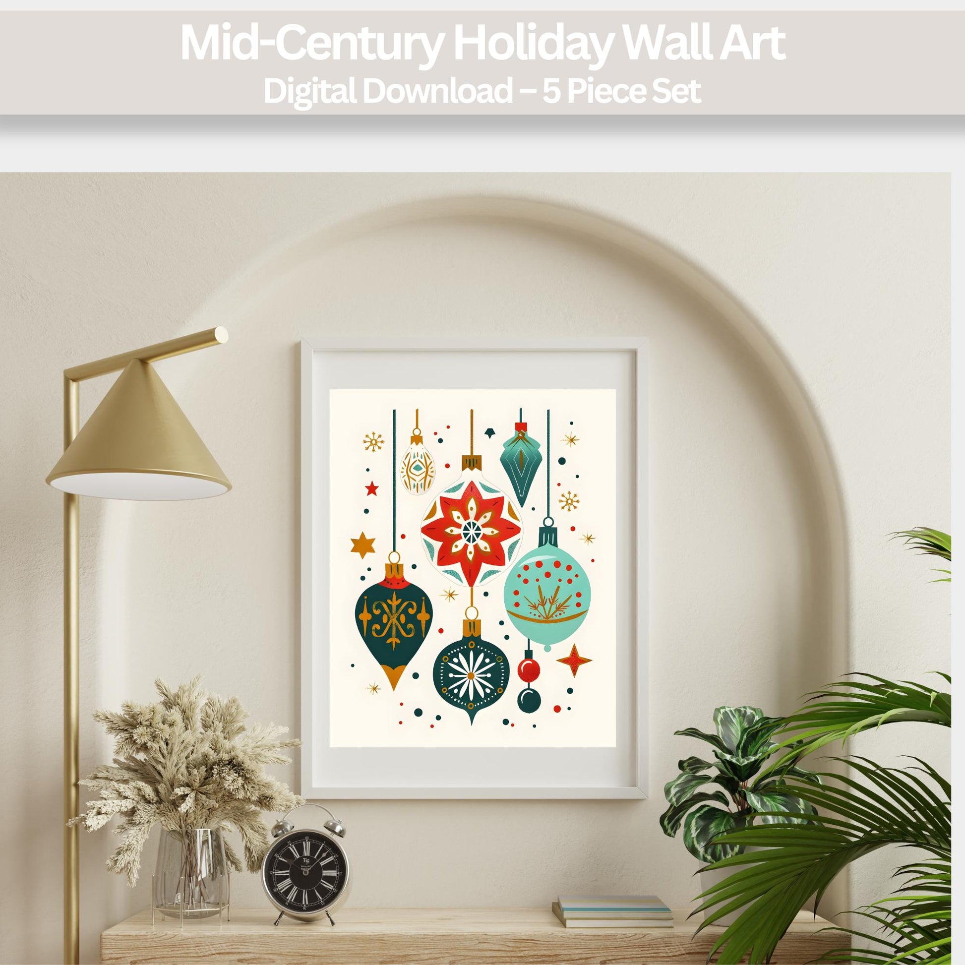 Mid - Century Christmas Wall Art | Retro Holiday Ornaments (Digital Download) – Digital Printable by Digital Kim Designs