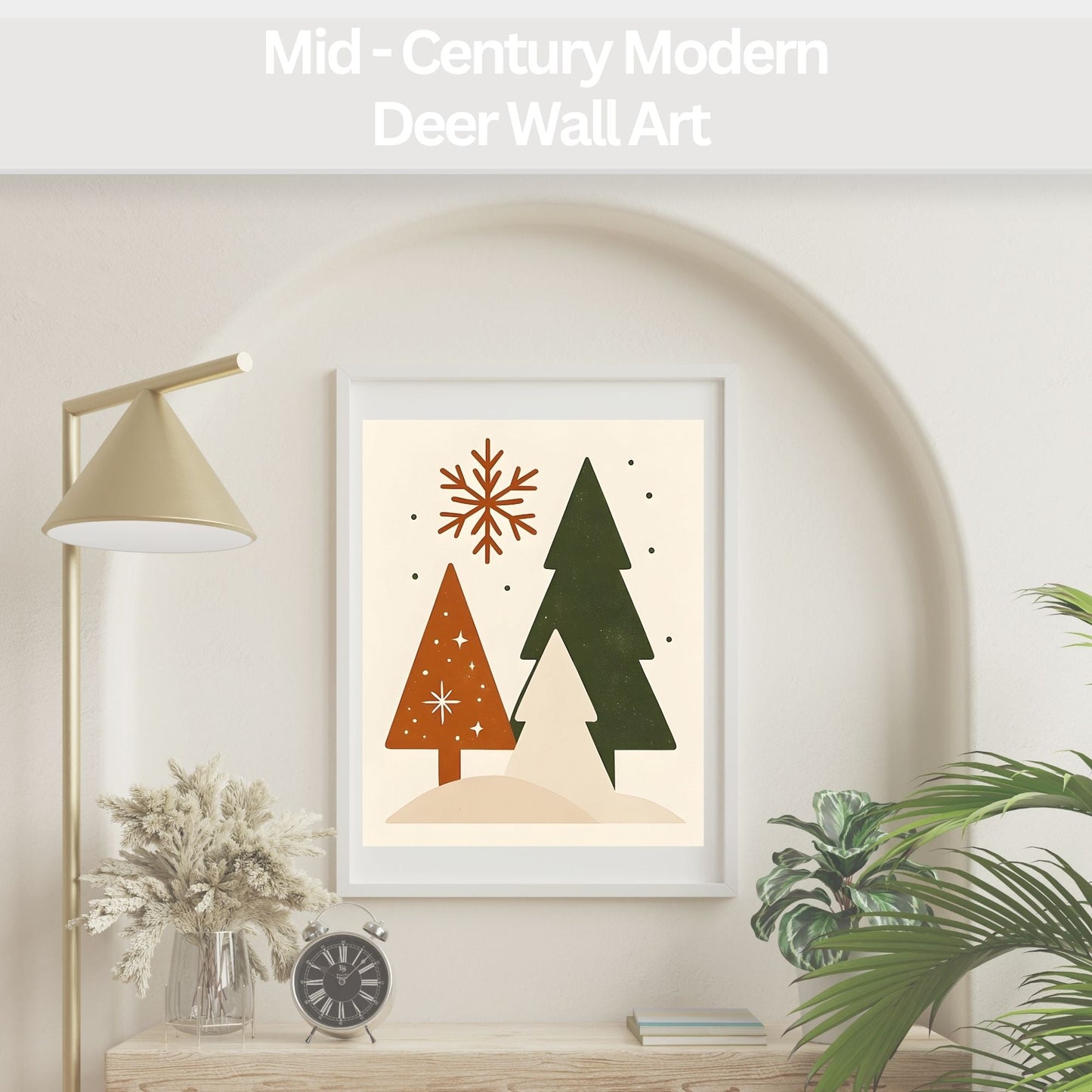 Mid - Century Modern Christmas Tree Trio Wall Art | Retro Holiday Printable Decor | Minimalist 4:5 Digital Download | Warm Scandinavian Christmas Print – Digital Printable by Digital Kim Designs