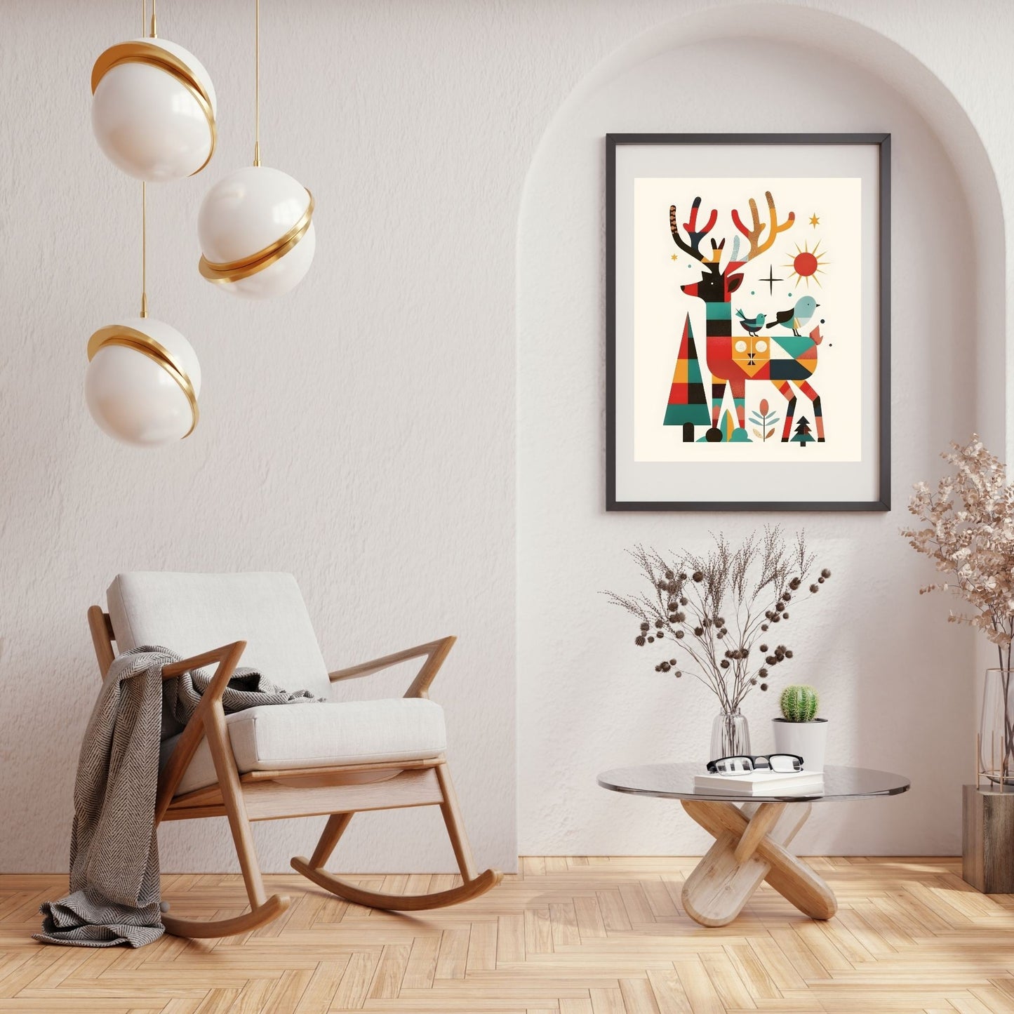 Mid - Century Modern Deer Wall Art | Retro Christmas Printable | Geometric Holiday Reindeer | Digital Download – Digital Printable by Digital Kim Designs