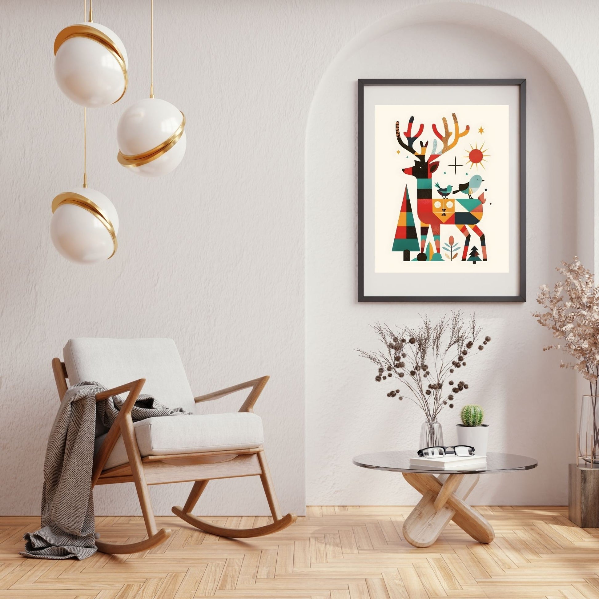 Mid - Century Modern Deer Wall Art | Retro Christmas Printable | Geometric Holiday Reindeer | Digital Download – Digital Printable by Digital Kim Designs