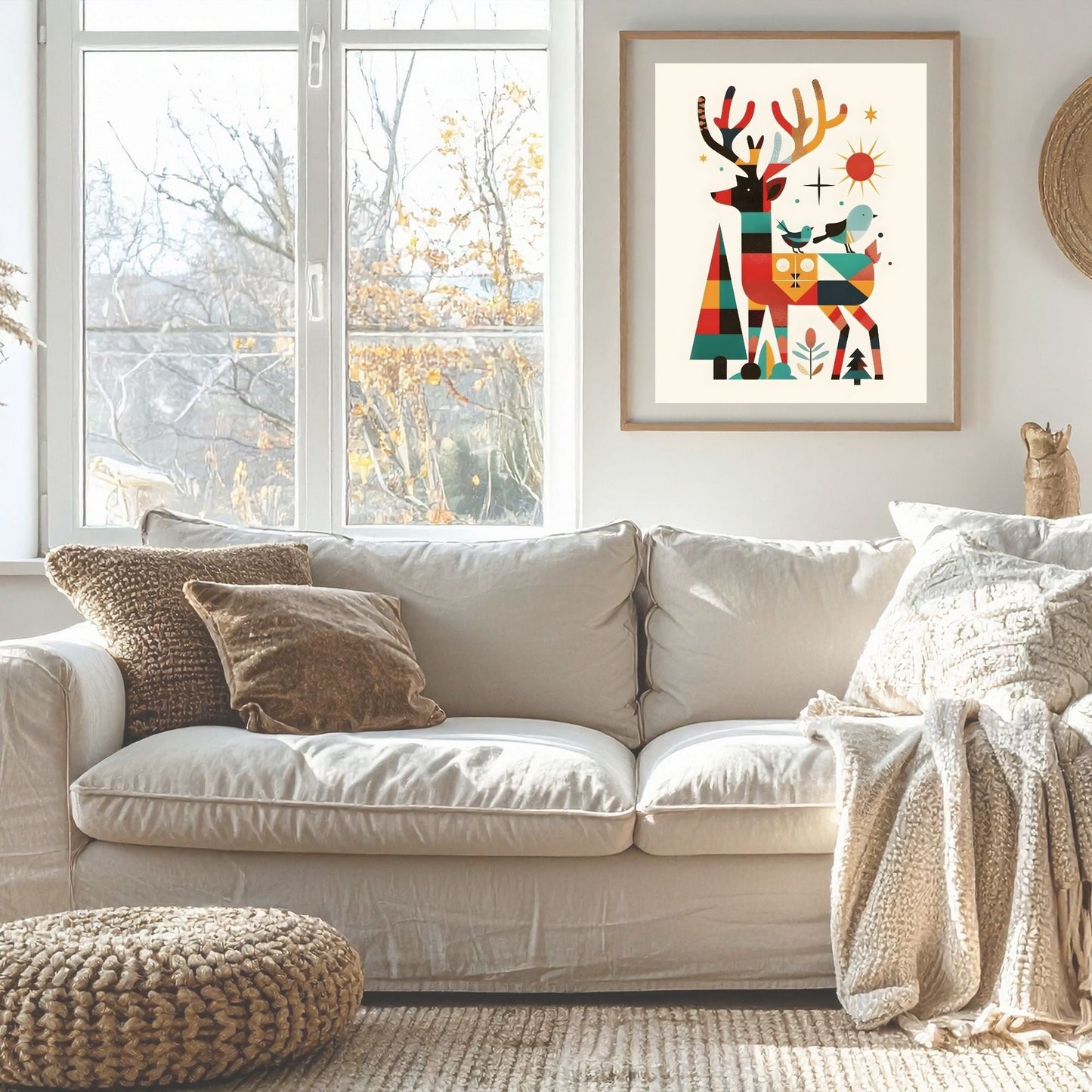 Mid - Century Modern Deer Wall Art | Retro Christmas Printable | Geometric Holiday Reindeer | Digital Download – Digital Printable by Digital Kim Designs