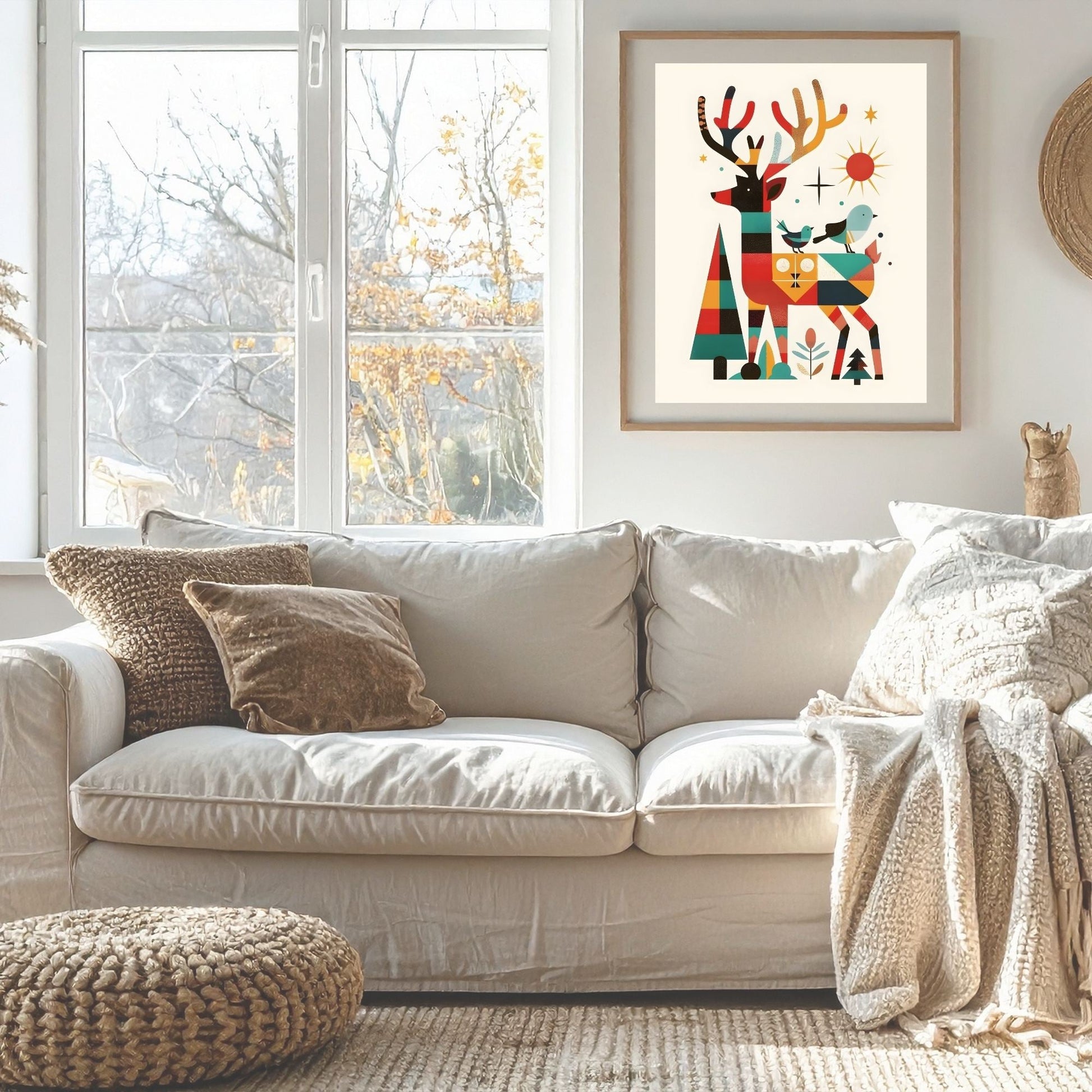 Mid - Century Modern Deer Wall Art | Retro Christmas Printable | Geometric Holiday Reindeer | Digital Download – Digital Printable by Digital Kim Designs