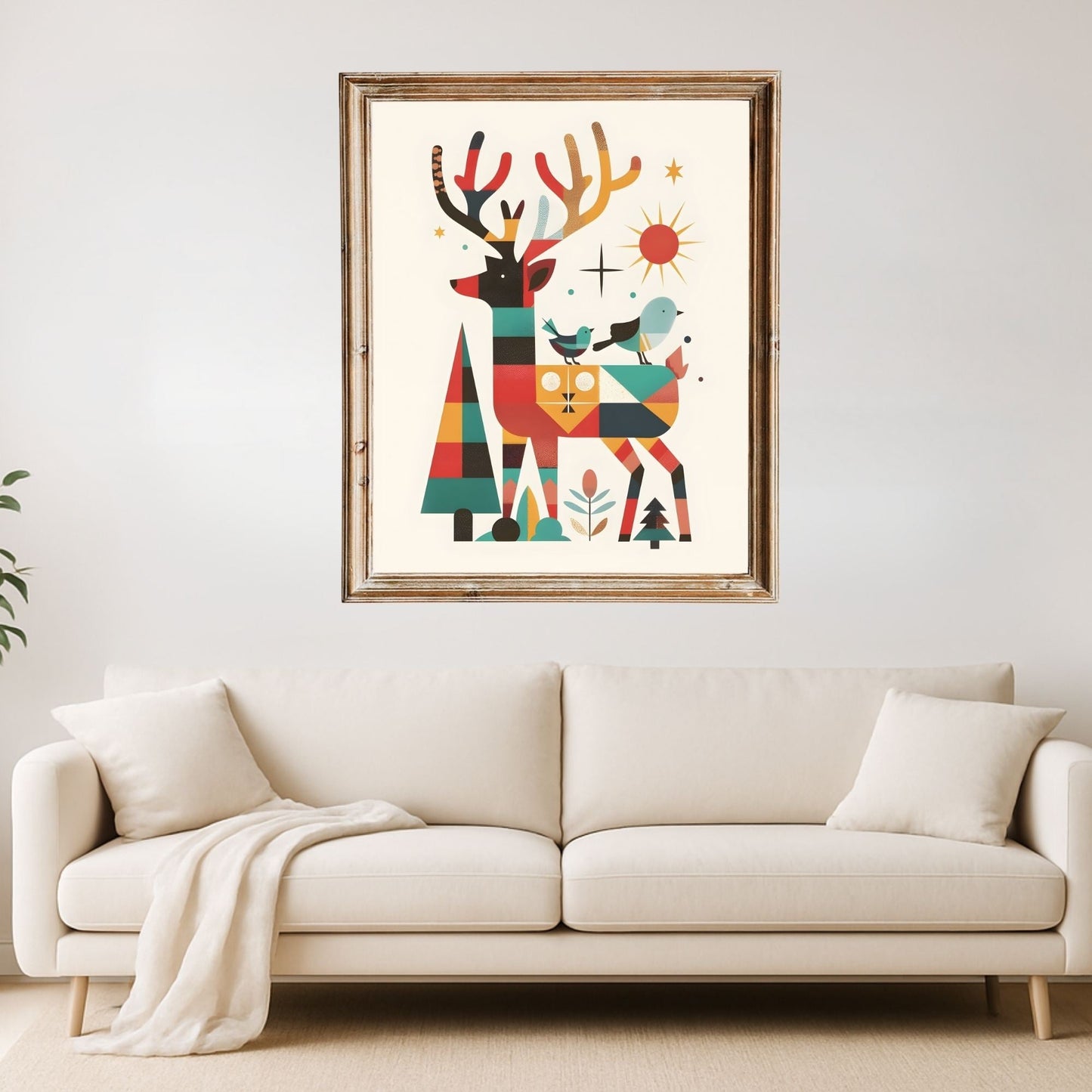 Mid - Century Modern Deer Wall Art | Retro Christmas Printable | Geometric Holiday Reindeer | Digital Download – Digital Printable by Digital Kim Designs