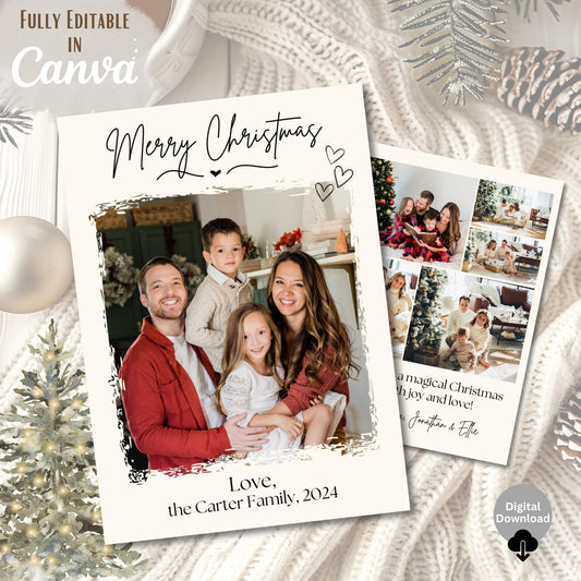 Minimalist Christmas Photo Card Template – Editable Holiday Canva Design – Digital Printable by Digital Kim Designs