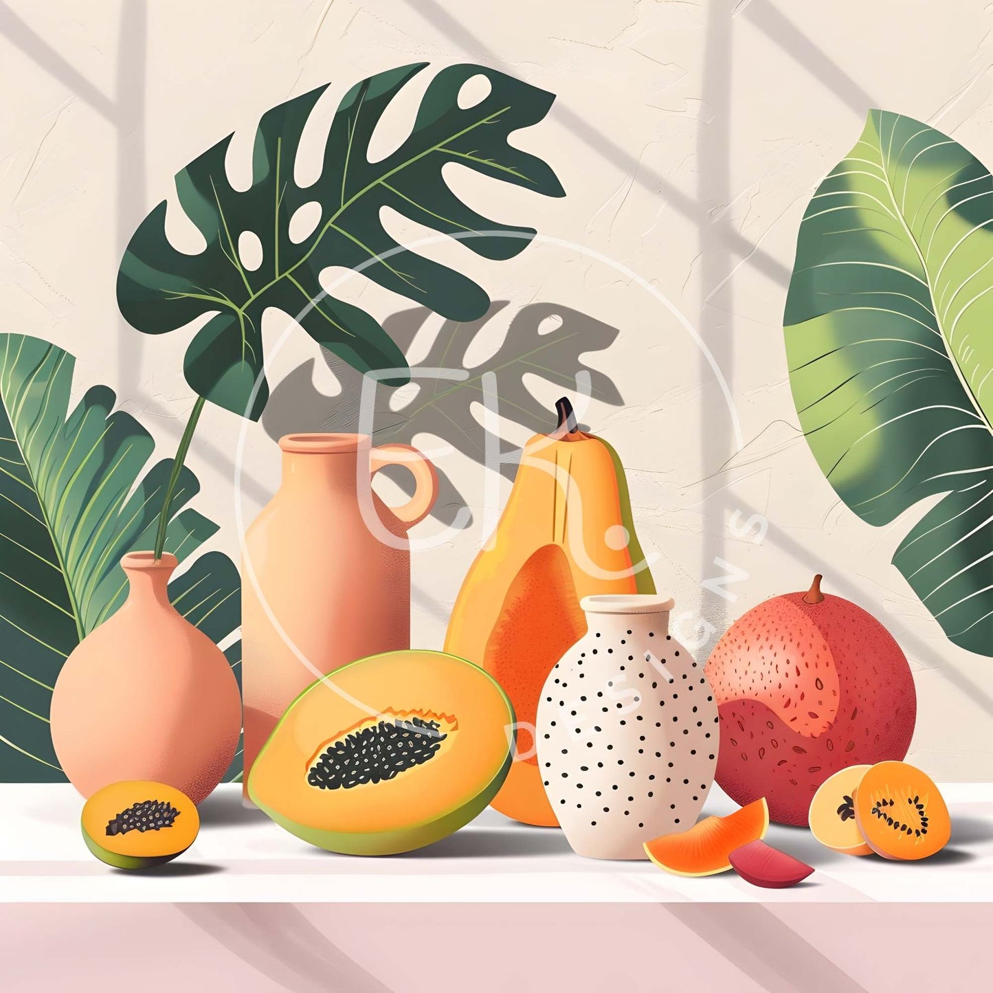 Modern Tropical Fruit Illustrations – 11 Minimalist Digital Art Prints – Faith - Based Printable by Digital Kim Designs