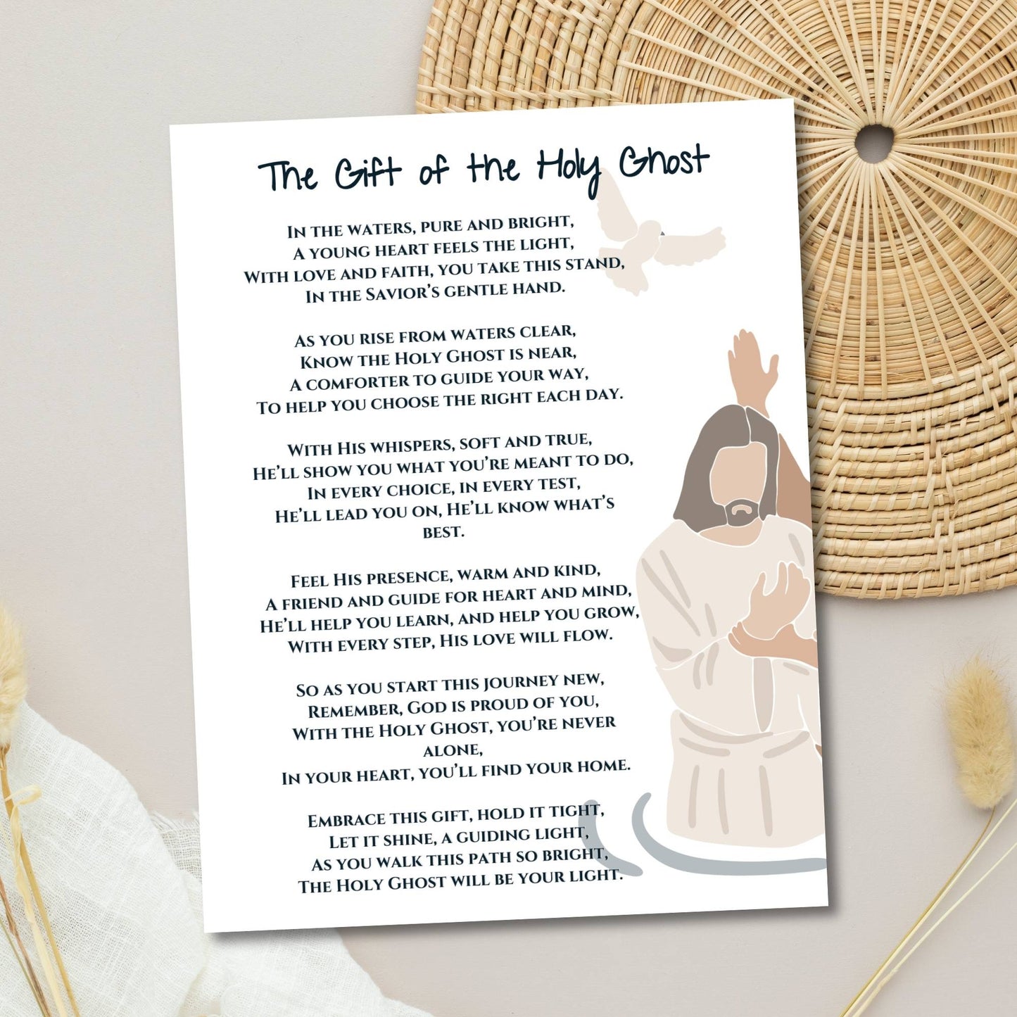 Printable Baptism Gift – LDS “Gift of the Holy Ghost” Poem Keepsake (PDF – Faith - Based Printable by Digital Kim Designs