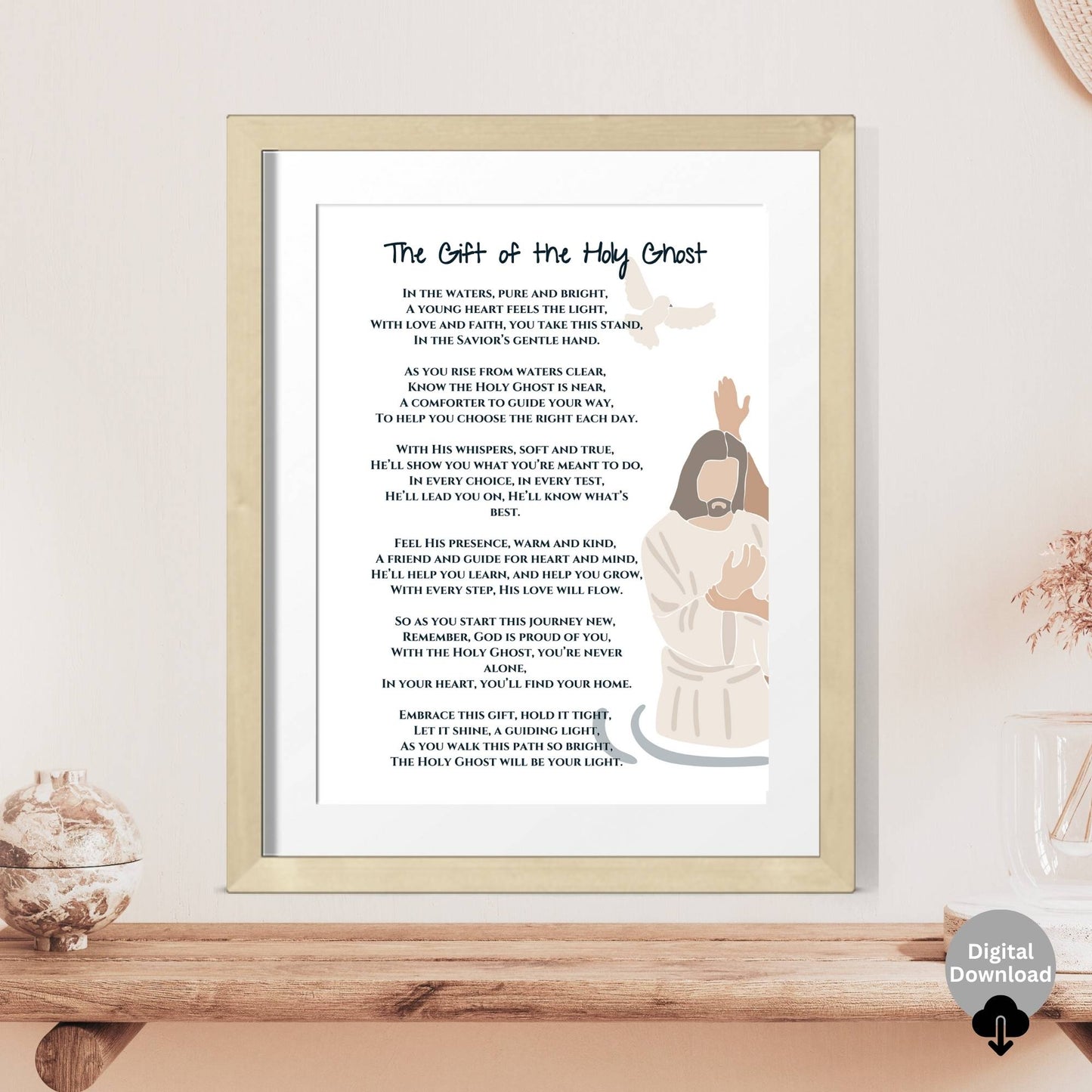 Printable Baptism Gift – LDS “Gift of the Holy Ghost” Poem Keepsake (PDF – Faith - Based Printable by Digital Kim Designs