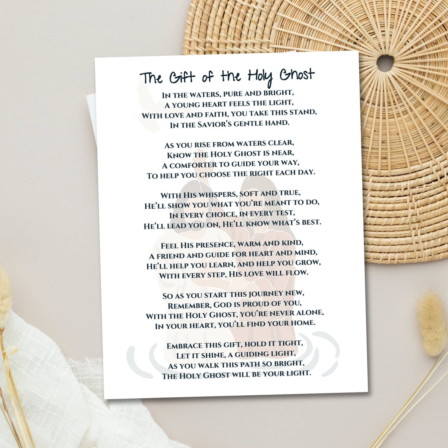 Printable Baptism Gift – LDS “Gift of the Holy Ghost” Poem Keepsake (PDF – Faith - Based Printable by Digital Kim Designs