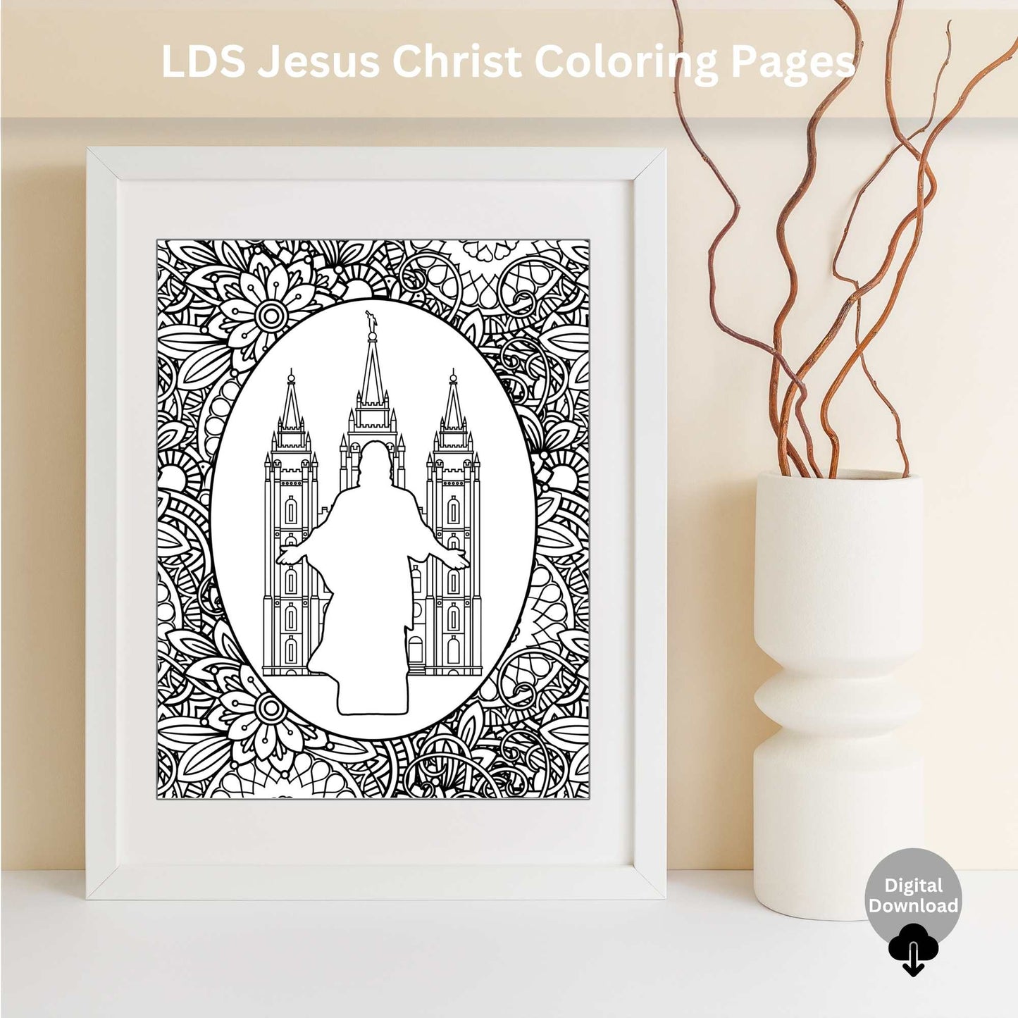 Printable LDS Jesus Christ Coloring Pages – Faith - Based Wall Art for Adults & Youth | Christian Digital Download – Faith - Based Printable by Digital Kim Designs